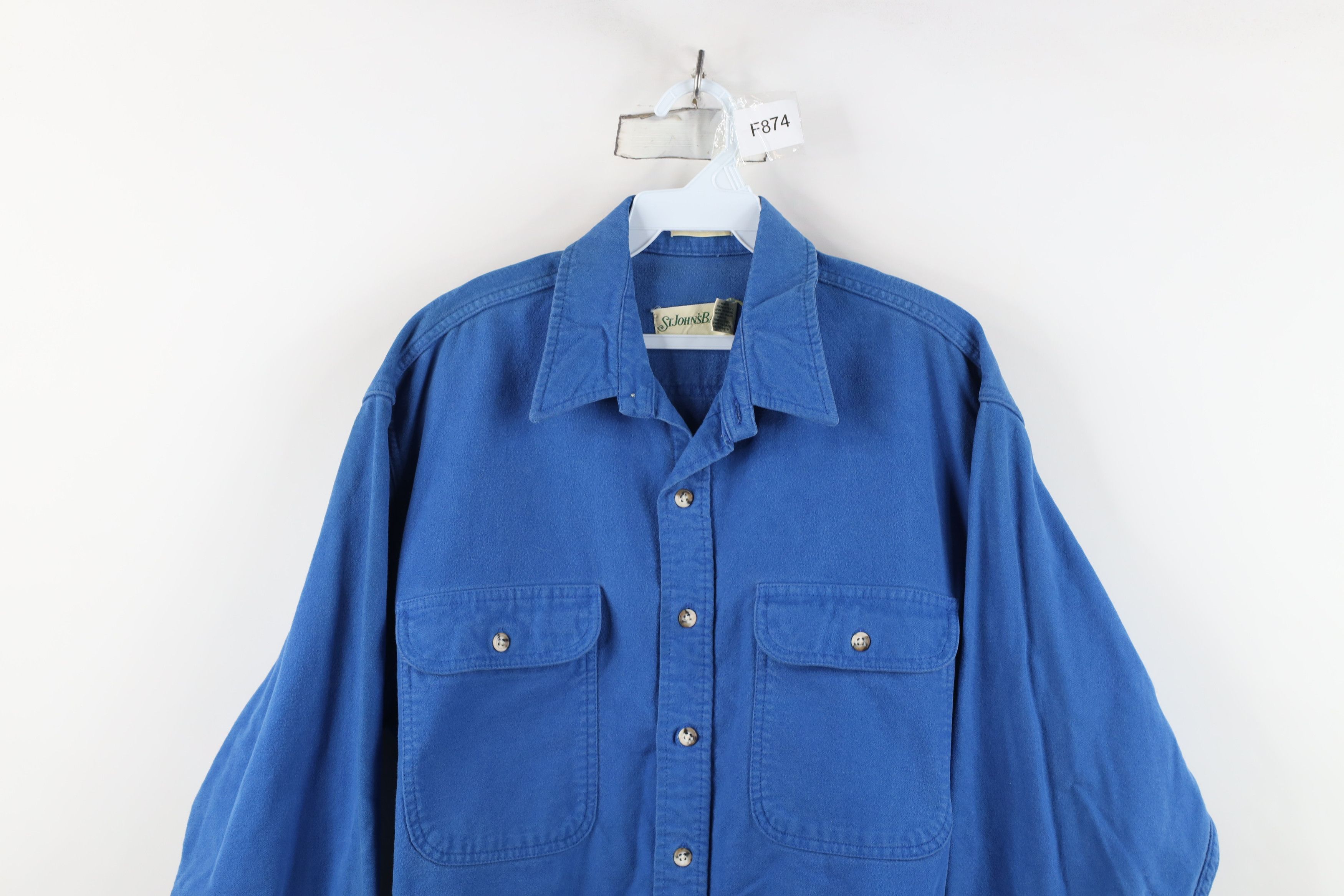 Vintage Vintage 70s Streetwear Cloth Collared Button Shirt Blue Size US L / EU 52-54 / 3 - 2 Thumbnail