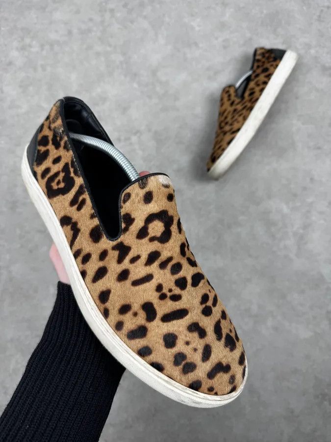 Dolce & Gabbana 2010s Dolce & Gabbana Leopard Fur Slip-On Shoes Size US 11 / EU 44 - 1 Thumbnail