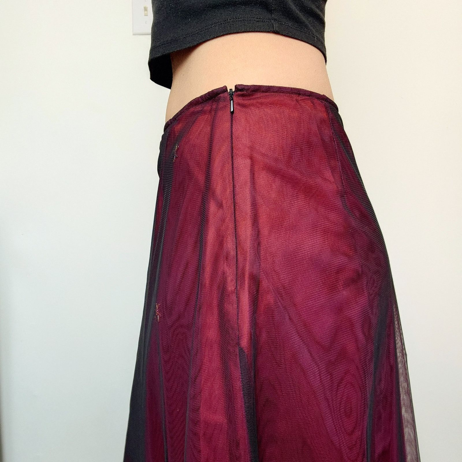Express Express World Brand Mesh Overlay Beaded Maxi Skirt Y2K 11/12 Size 34" / US 12 / IT 48 - 7 Thumbnail