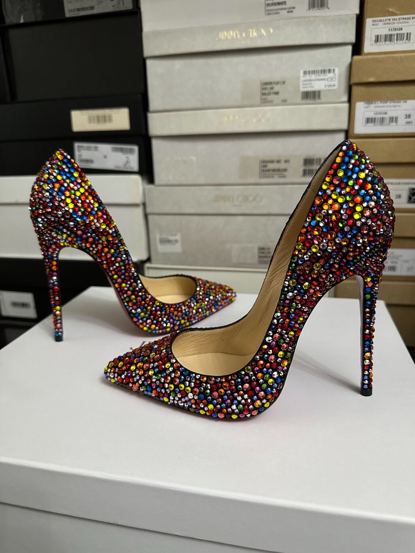 Christian Louboutin Christian Louboutin Crystal Embellished Heels Size US 5 / IT 35 - 1 Thumbnail