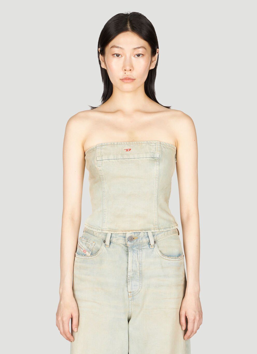 image of Diesel De-Ville Denim Top in Grey, Women's (Size Medium)