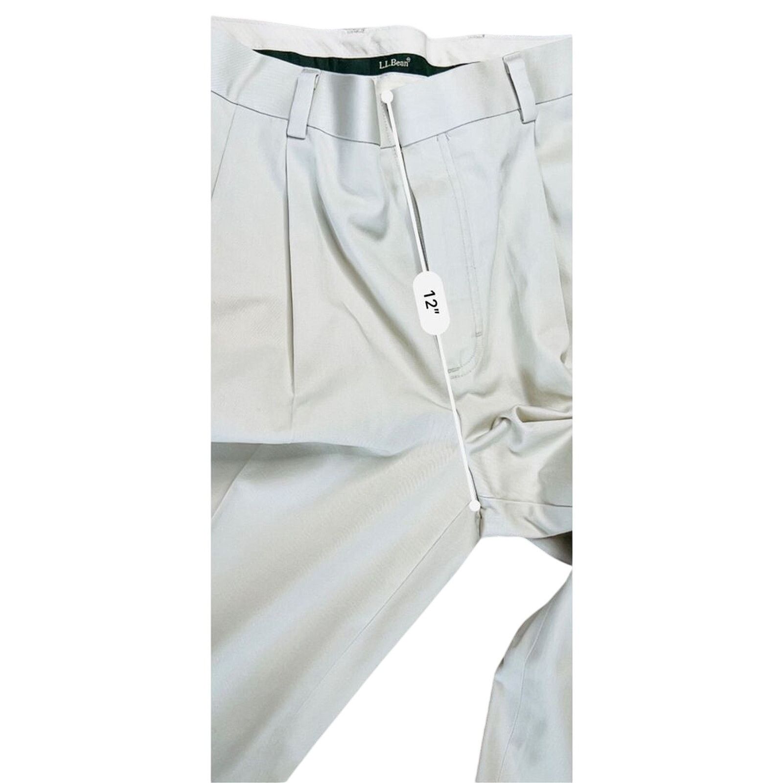 L.L. Bean L.L. Bean Wrinkle Free Off White Pleated Chino Pant 35/29 Size US 35 - 7 Thumbnail