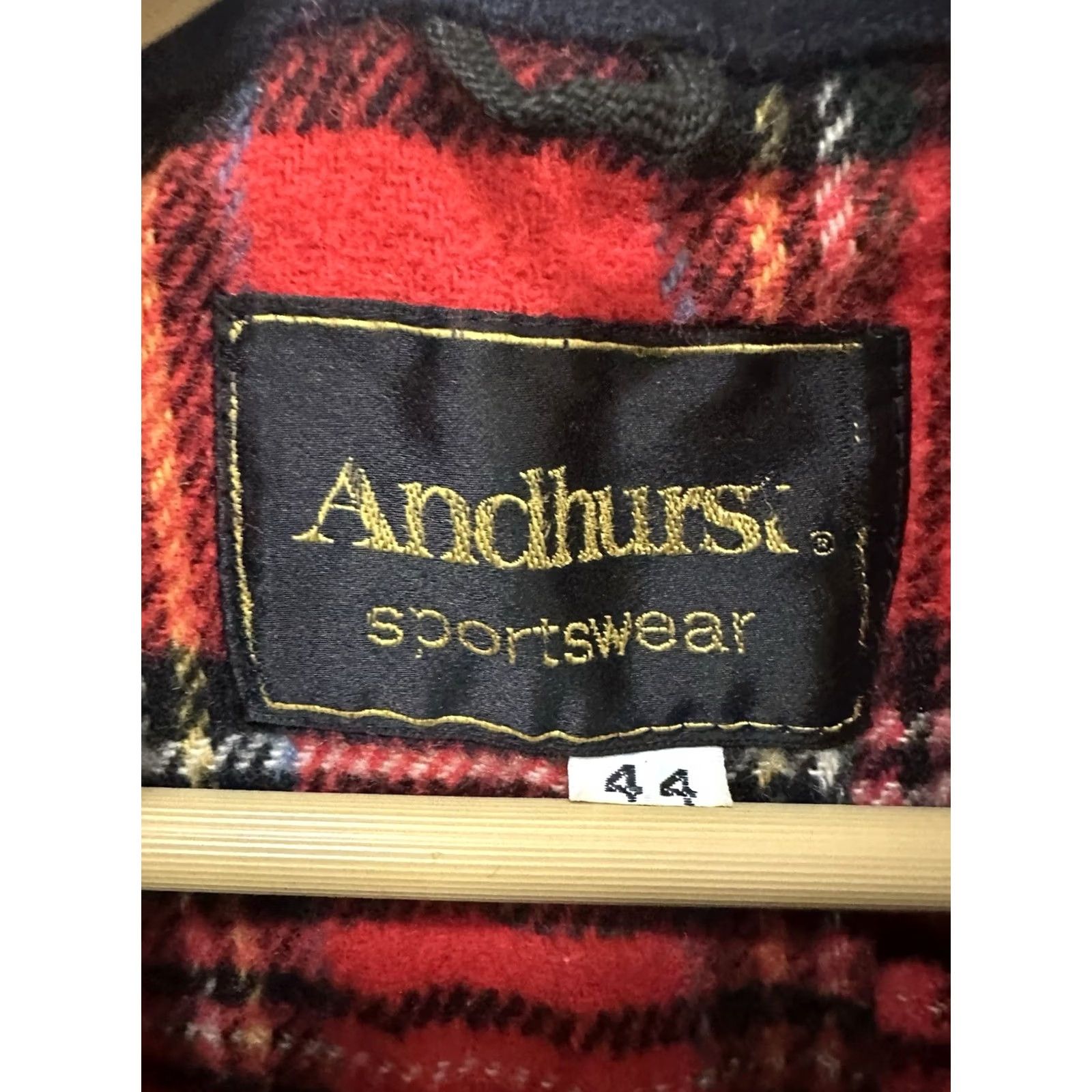 Vintage VTG Andhurst Plaid Lined Hooded Wool Split Zip Mackinaw Jacket 44 Navy Blue Mens Wool Jacket Size US S / EU 44-46 / 1 - 3 Thumbnail