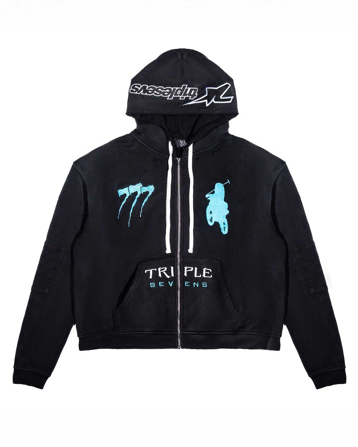 TRIPLE SEVENS Moto Hoodie Black Size US M / EU 48-50 / 2 - 1 Thumbnail
