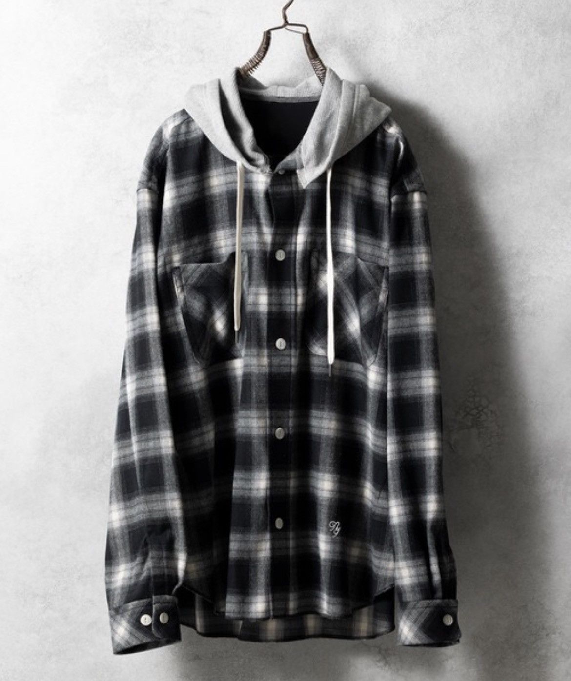 Pre-owned Number N Ine Number Nine Ombre Check Flannel Hoodie Shirt Size 3