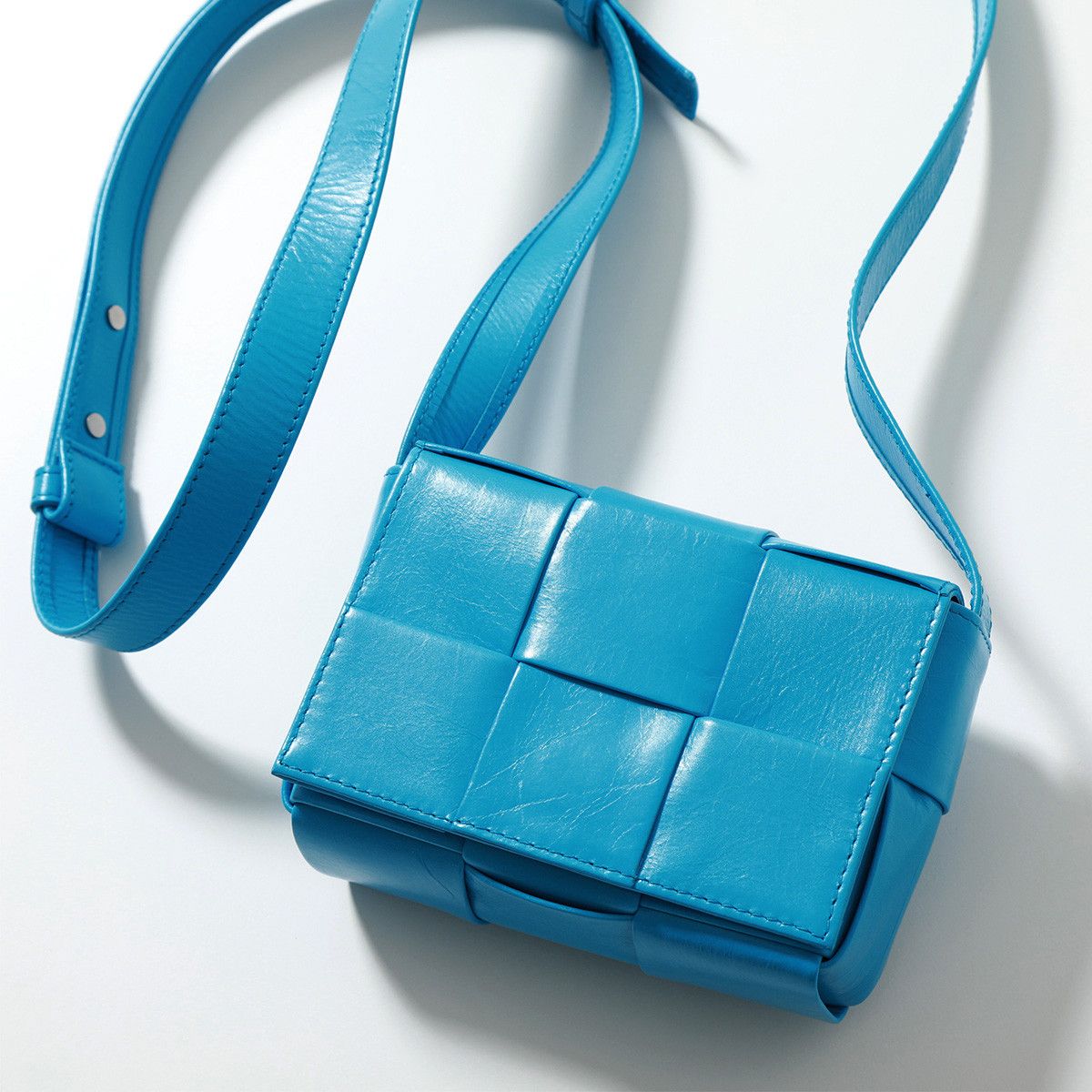 Bottega Veneta Candy Cassette Blue Paper Leather Mini Bag, Women's