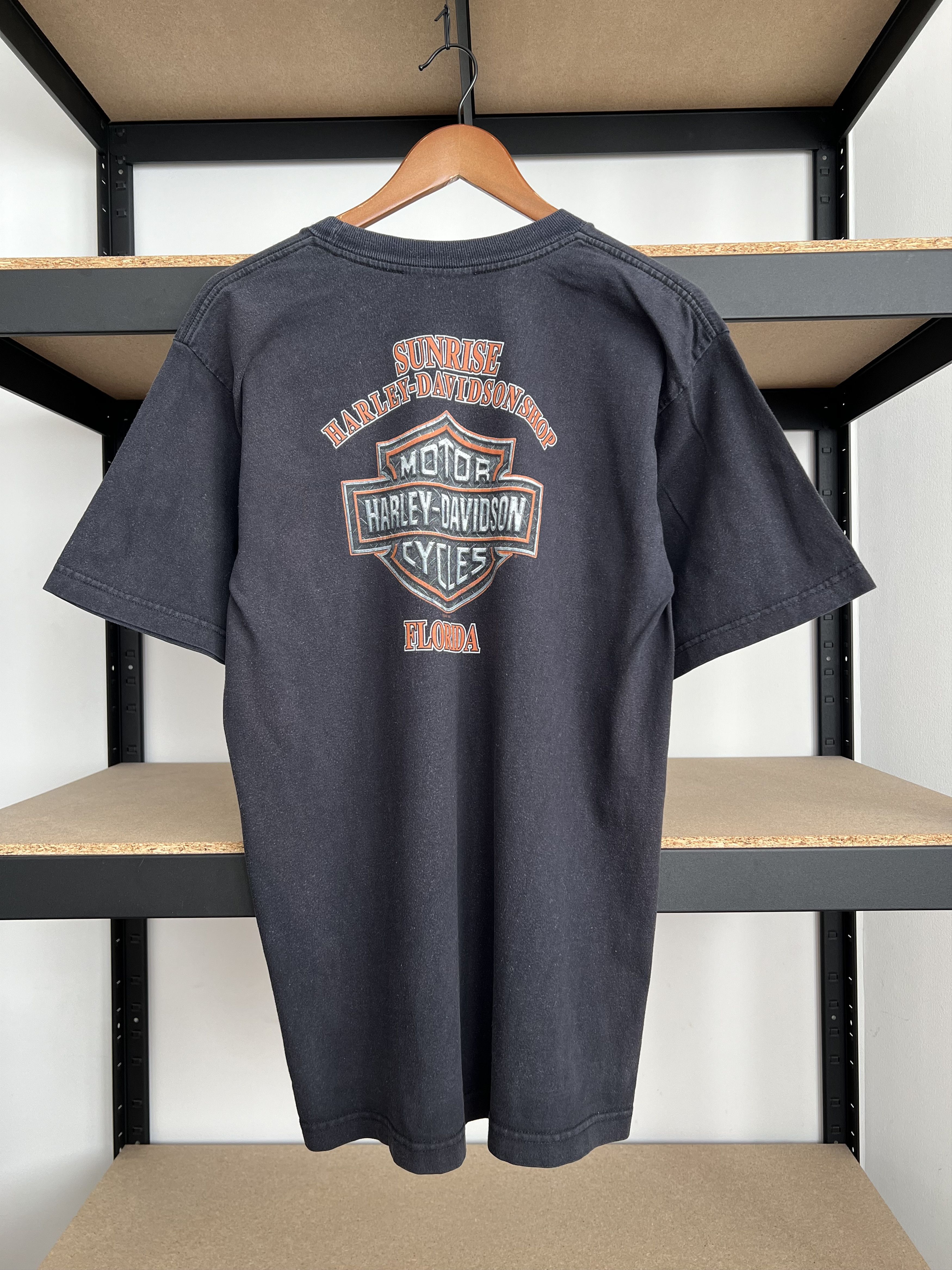 Harley Davidson Vintage 2006 Harley Davidson Eagle Fire Flame Black T-shirt Size US L / EU 52-54 / 3 - 2 Thumbnail