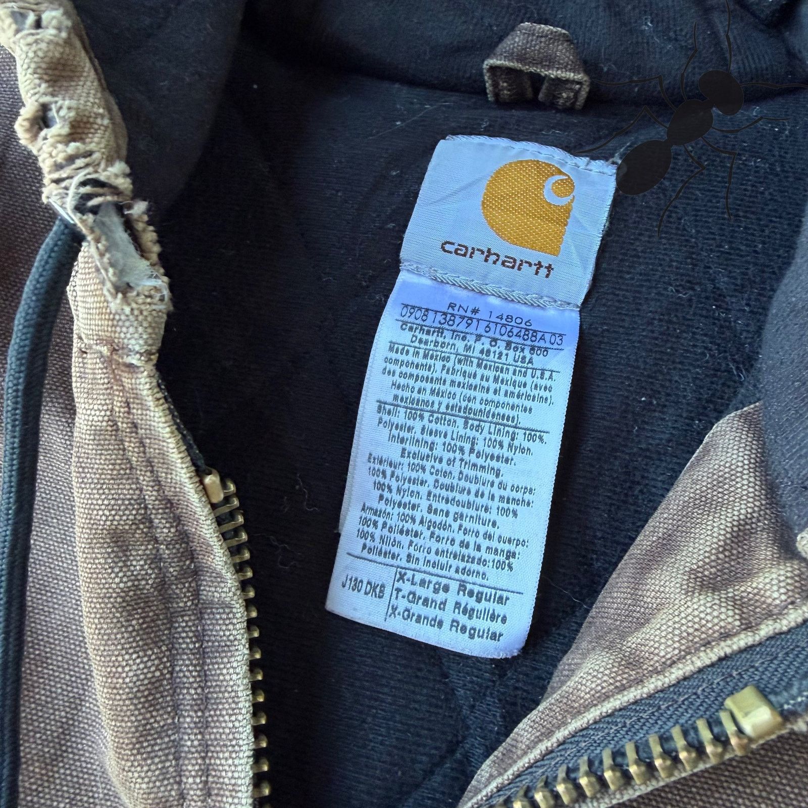 Carhartt × Vintage Vintage Y2K Carhartt J130 DKB brown hooded work wear jacket Size US XL / EU 56 / 4 - 5 Thumbnail