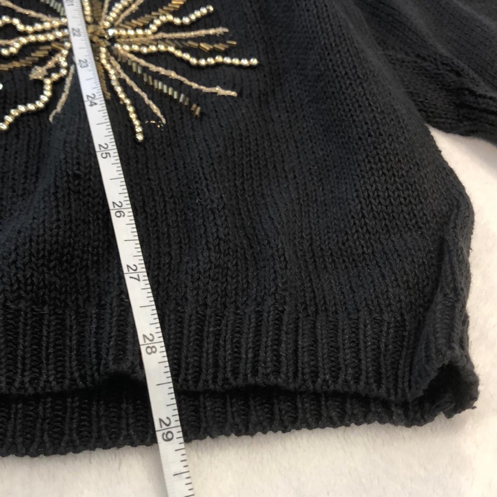 Other Allison Smith Black Knit Sweater beaded sparkles SZ LG Size L / US 10 / IT 46 - 10 Thumbnail
