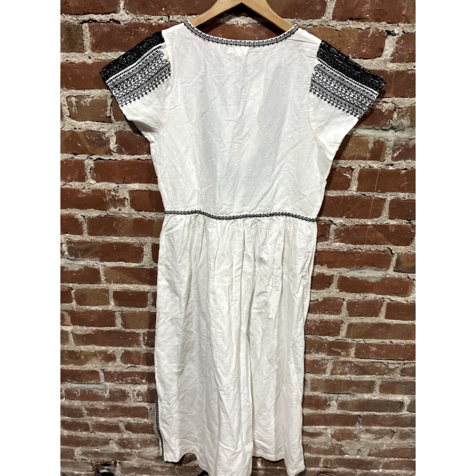 Vintage World Market Women S/M Cotton Linen Dress Embroidered Boho Chic Ivory Size S / US 4 / IT 40 - 3 Thumbnail