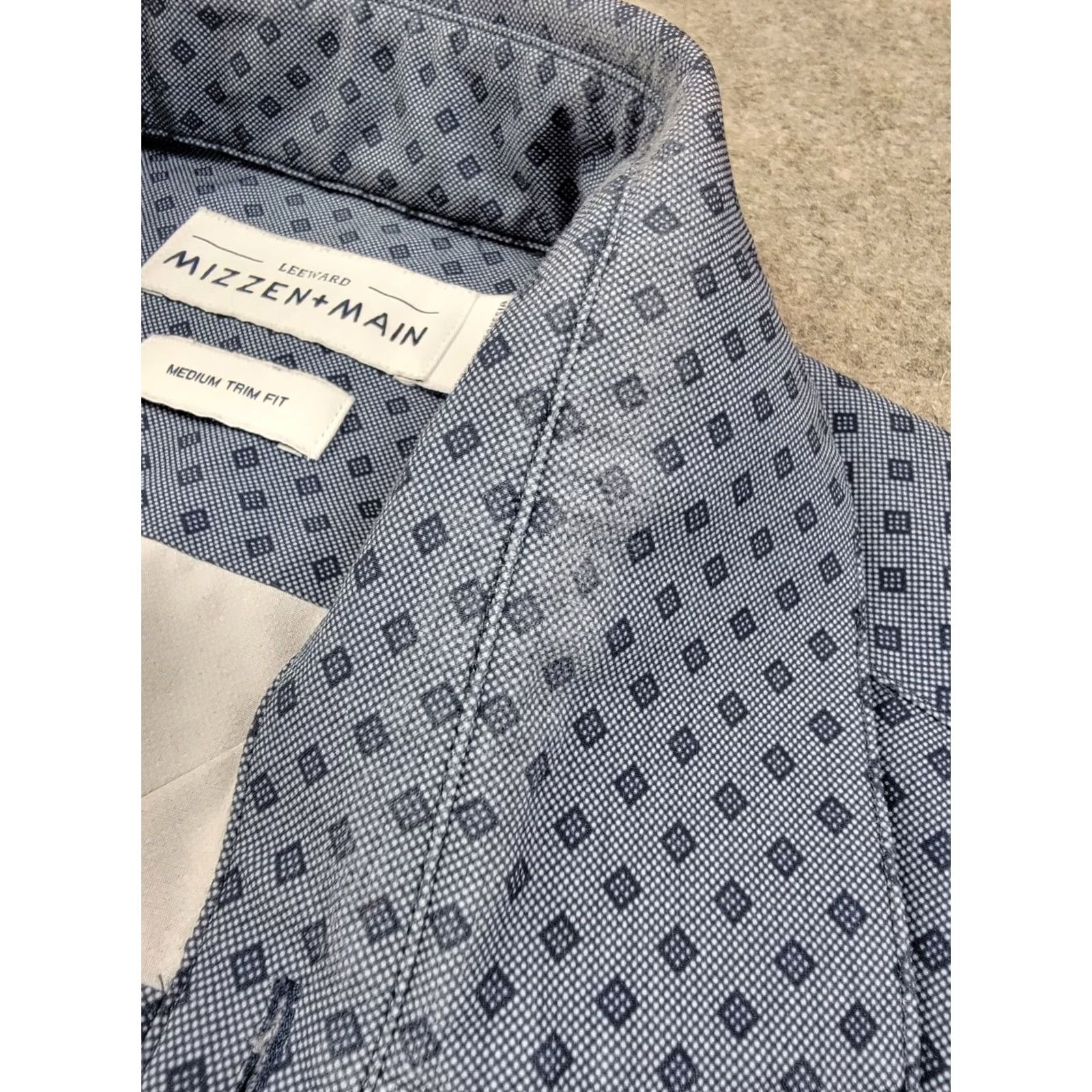 Mizzen+Main Mizzen+Main Leeward Spade Shirt Mens Medium Trim Fit Blue Button Up Stretch Collar Spread Classic Preppy Men Size US M / EU 48-50 / 2 - 5 Thumbnail