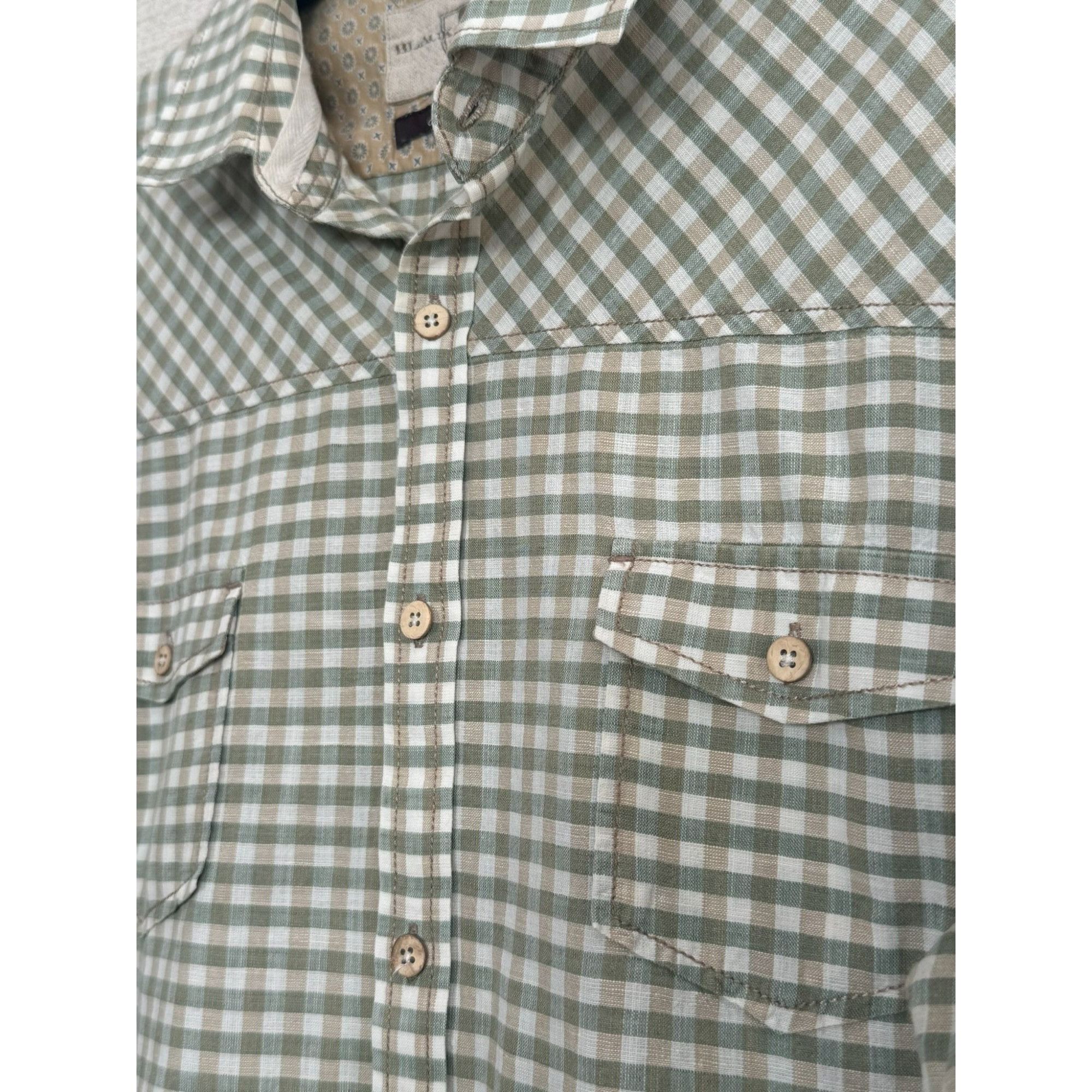 Black Brown 1826 Black Brown 1826 Men's Linen Blend Short Sleeve Shirt XL Size US XL / EU 56 / 4 - 4 Thumbnail