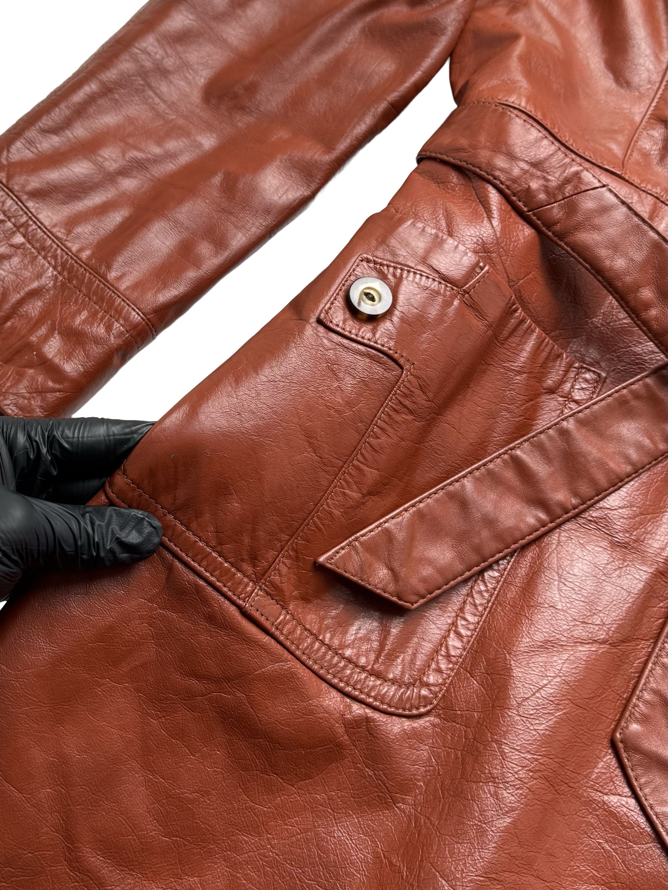 Vintage Vintage Real Leather Coat Real Fur Collar Belted Long Size L / US 10 / IT 46 - 6 Thumbnail