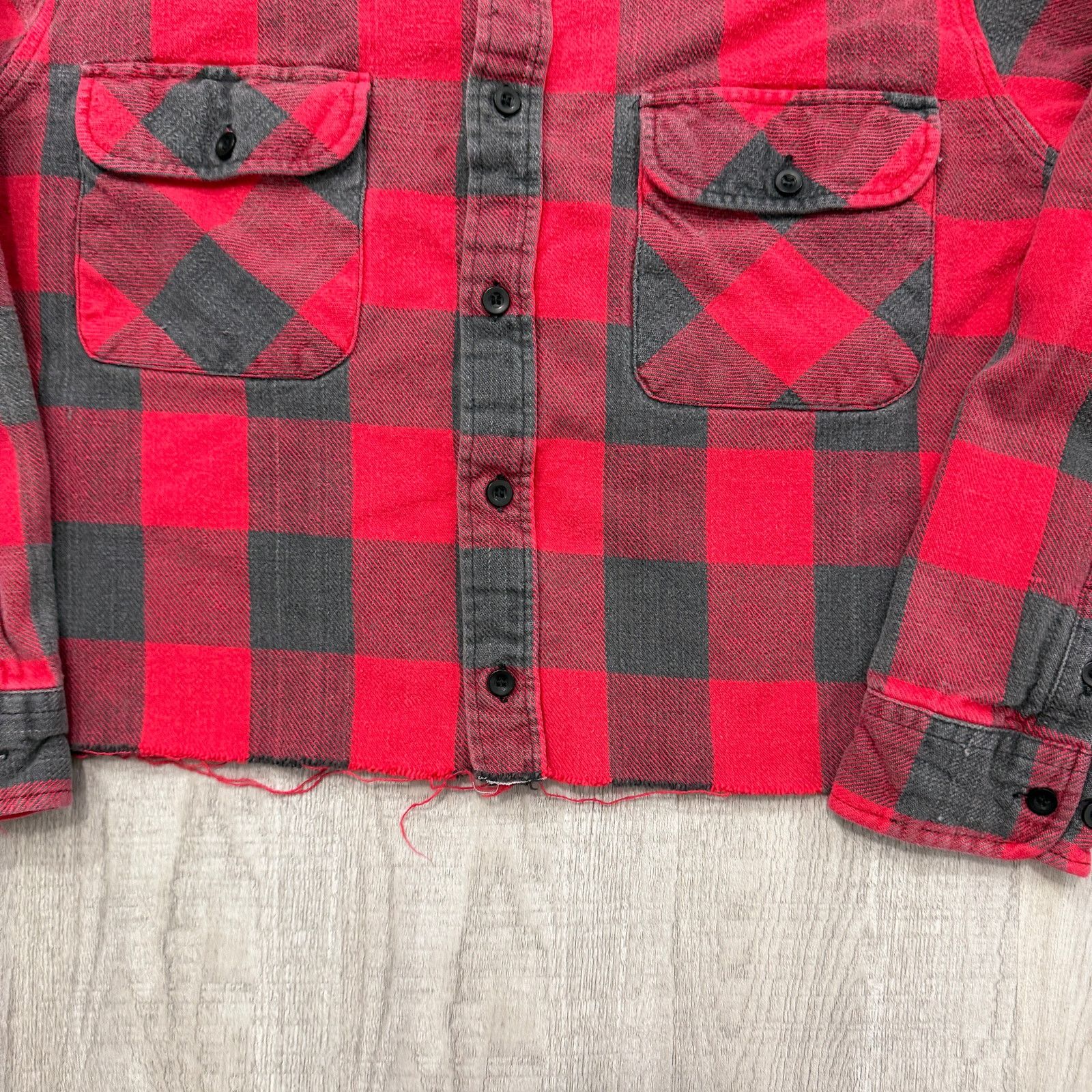 Vintage Vintage Five Brother Flannel Shirt Men XL Cropped Boxy Red Size US XL / EU 56 / 4 - 3 Thumbnail