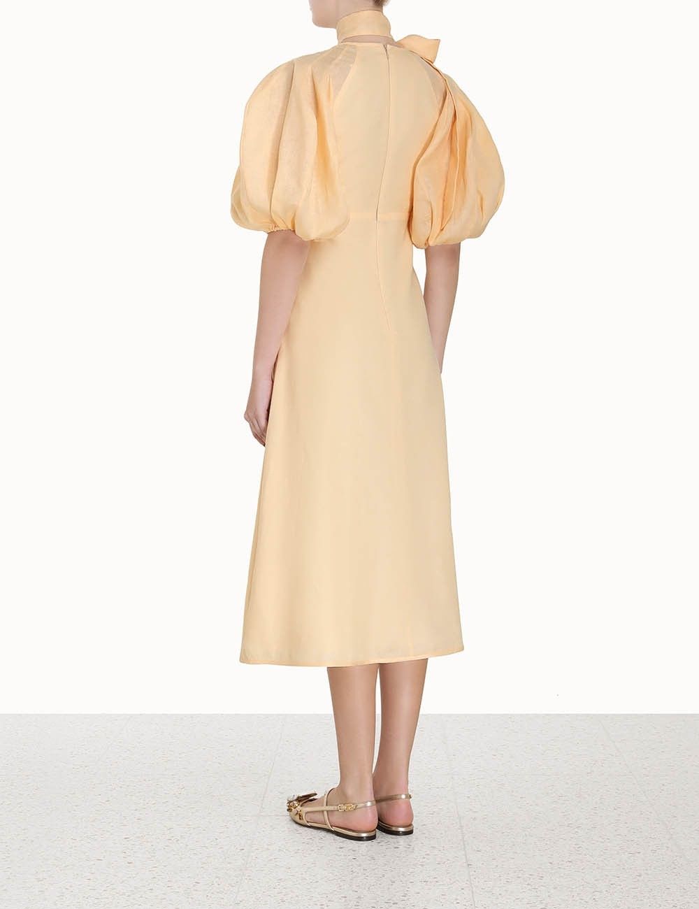 Zimmermann oc11z0425 Tie Neck Midi Dress in Butter Size S / US 4 / IT 40 - 4 Thumbnail