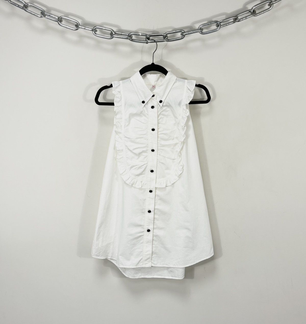 Moschino Vintage Moschino Women’s Ruffle Bib White Sleeveless Dress Size M / US 6-8 / IT 42-44 - 1 Thumbnail