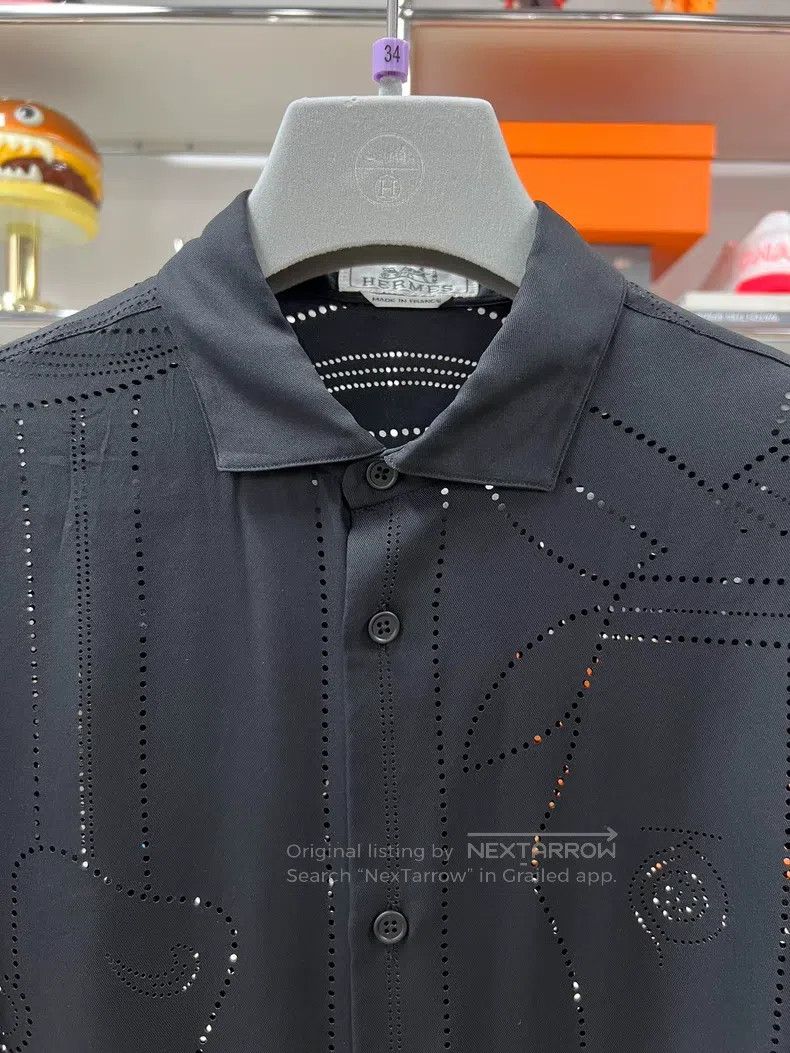 Hermes Hermes Laser Cutout Pattern 100% Mulberry Silk Shirt, Show Size XS / US 0-2 / IT 36-38 - 2 Thumbnail