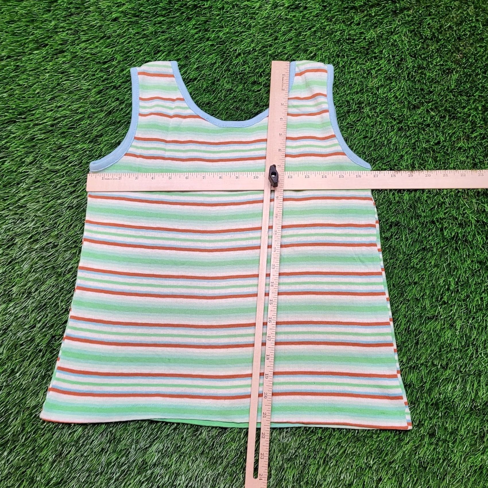 Vintage VINTAGE Top Womens XS Green 70s Striped Tank Single Stitch USA Made Roller Skate Size XS / US 0-2 / IT 36-38 - 7 Thumbnail