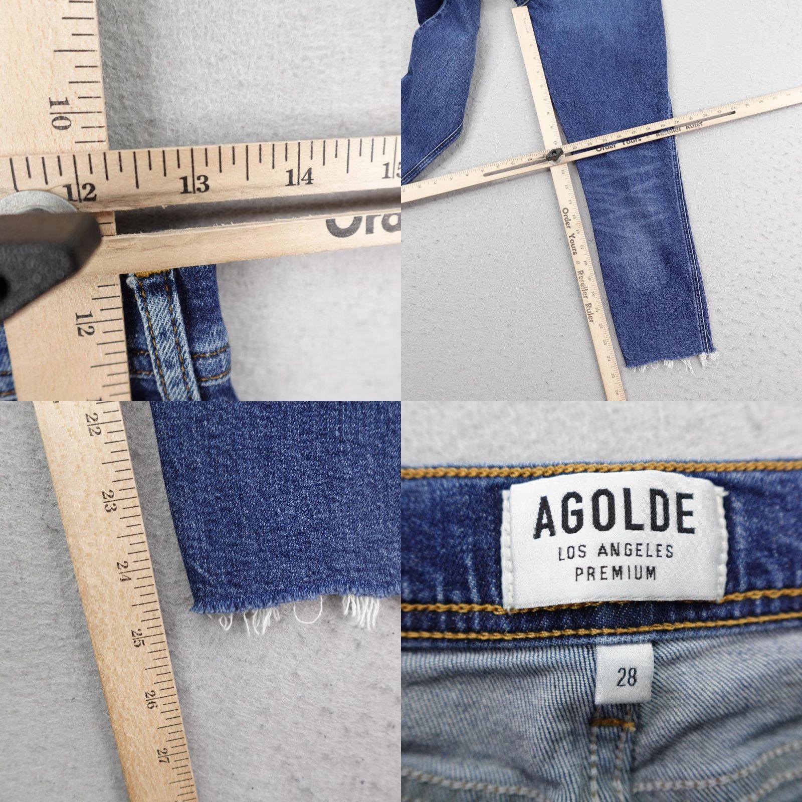 Agolde VINTAGE? No—Wait, item not vintage. AGOLDE Jeans Womens 28 Blue Denim High Rise Straight Crop Distressed Raw Hem Jeans Size 28" / US 6 / IT 42 - 8 Thumbnail
