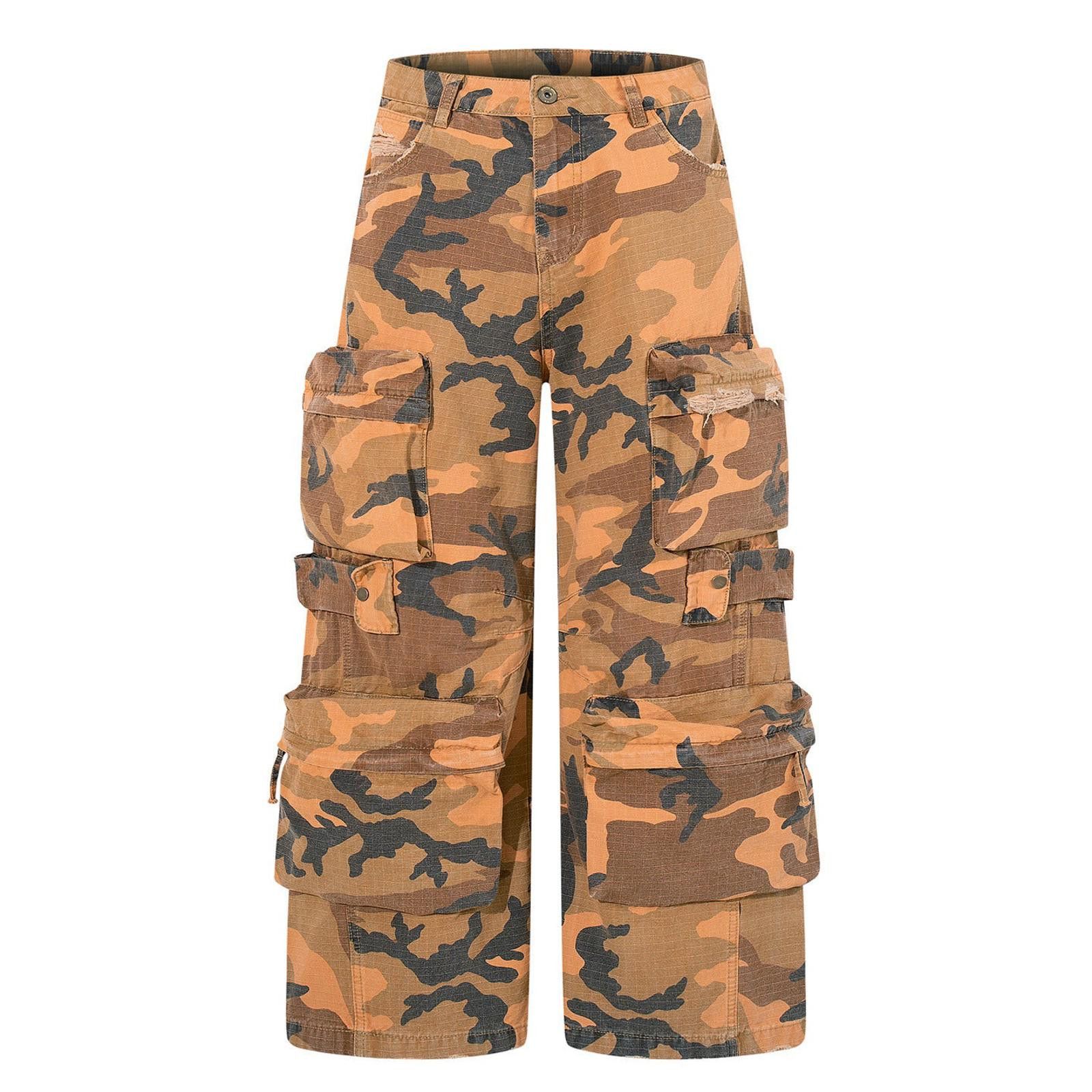 Japanese Brand Brown Camouflage Cargo Pants, Relaxed Fit Utility Pants Size US 32 / EU 48 - 1 Thumbnail