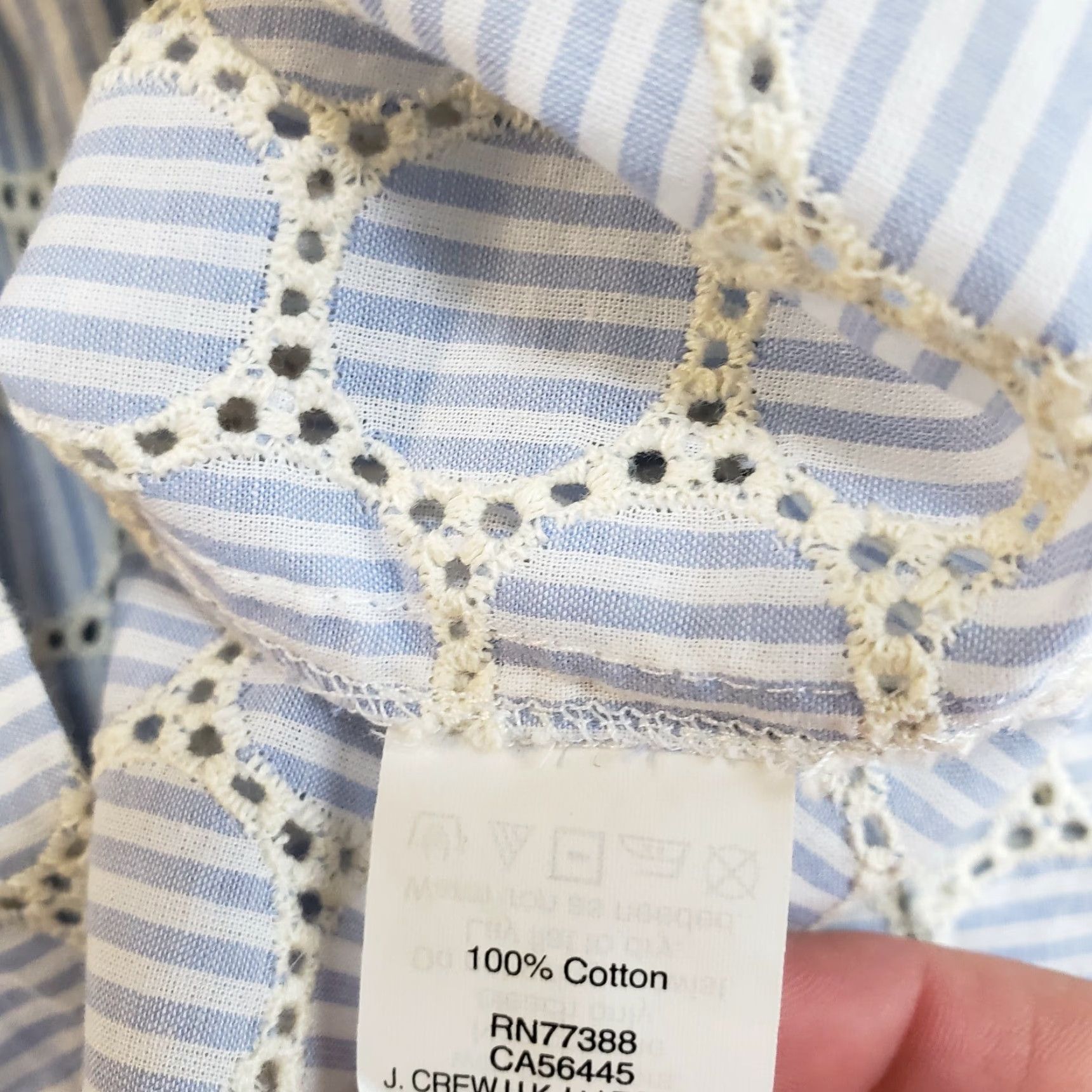 J.Crew VINTAGE J Crew Womens Top Sz 0 Blue White Striped Embroidered Short Sleeve Cotton Size XS / US 0-2 / IT 36-38 - 5 Thumbnail
