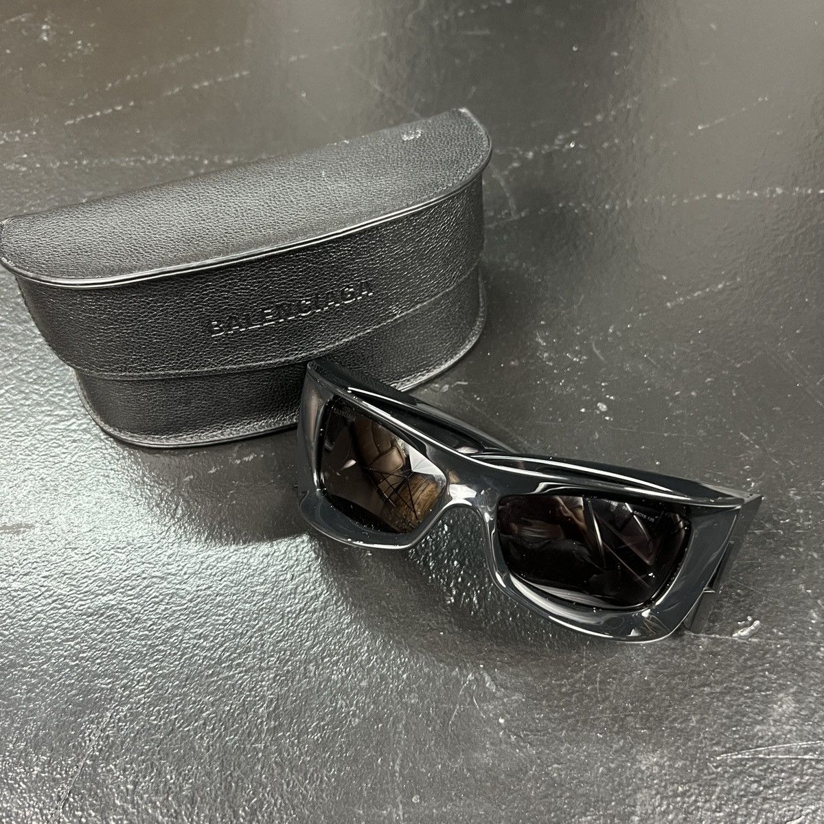 image of Balenciaga Shield Sunglasses in Black, Men's