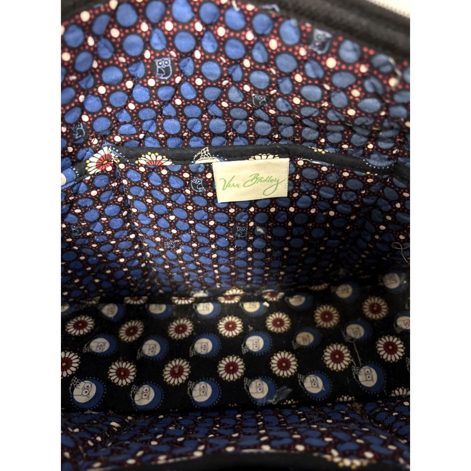 Vintage Vera Bradley Villager Night Owl Quilted Hangbag Tote Womens Blue Cotton Hangbag Size ONE SIZE - 7 Thumbnail