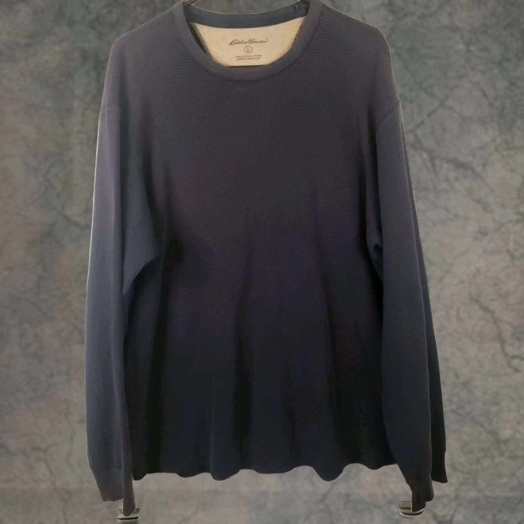 Eddie Bauer Eddie Bauer Men L Tall Black Waffle Knit Thermal Crewneck Long Sleeve Shirt Size US L / EU 52-54 / 3 - 1 Thumbnail