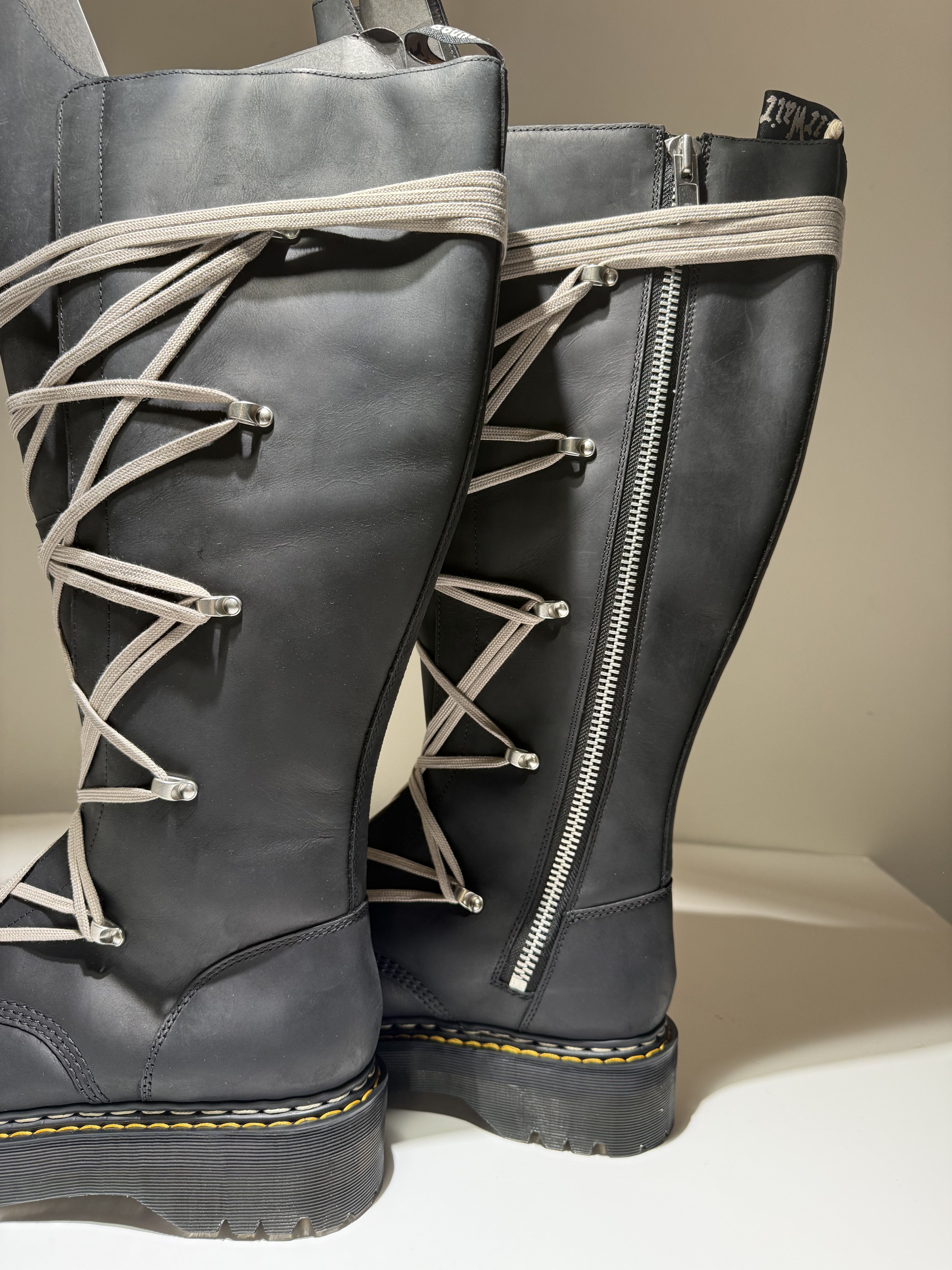 Dr. Martens × Rick Owens Pentalace Leather Platform Boots Size US 13 / EU 46 - 6 Thumbnail