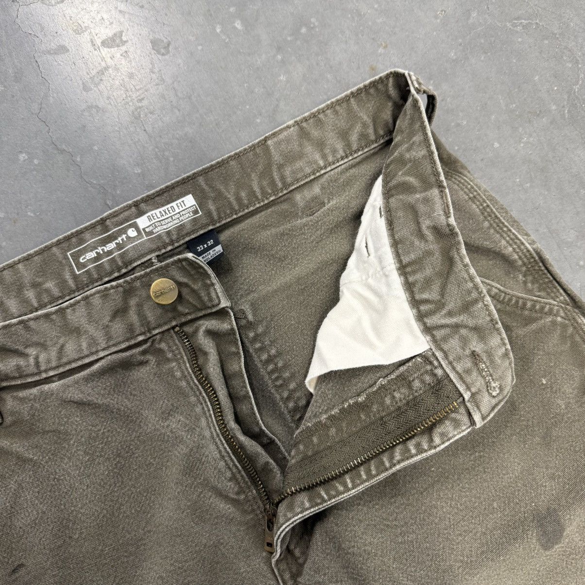 Carhartt × Carhartt Wip × Vintage Vintage Carhartt Faded Distressed Olive Green Work Pants Size US 32 / EU 48 - 13 Thumbnail