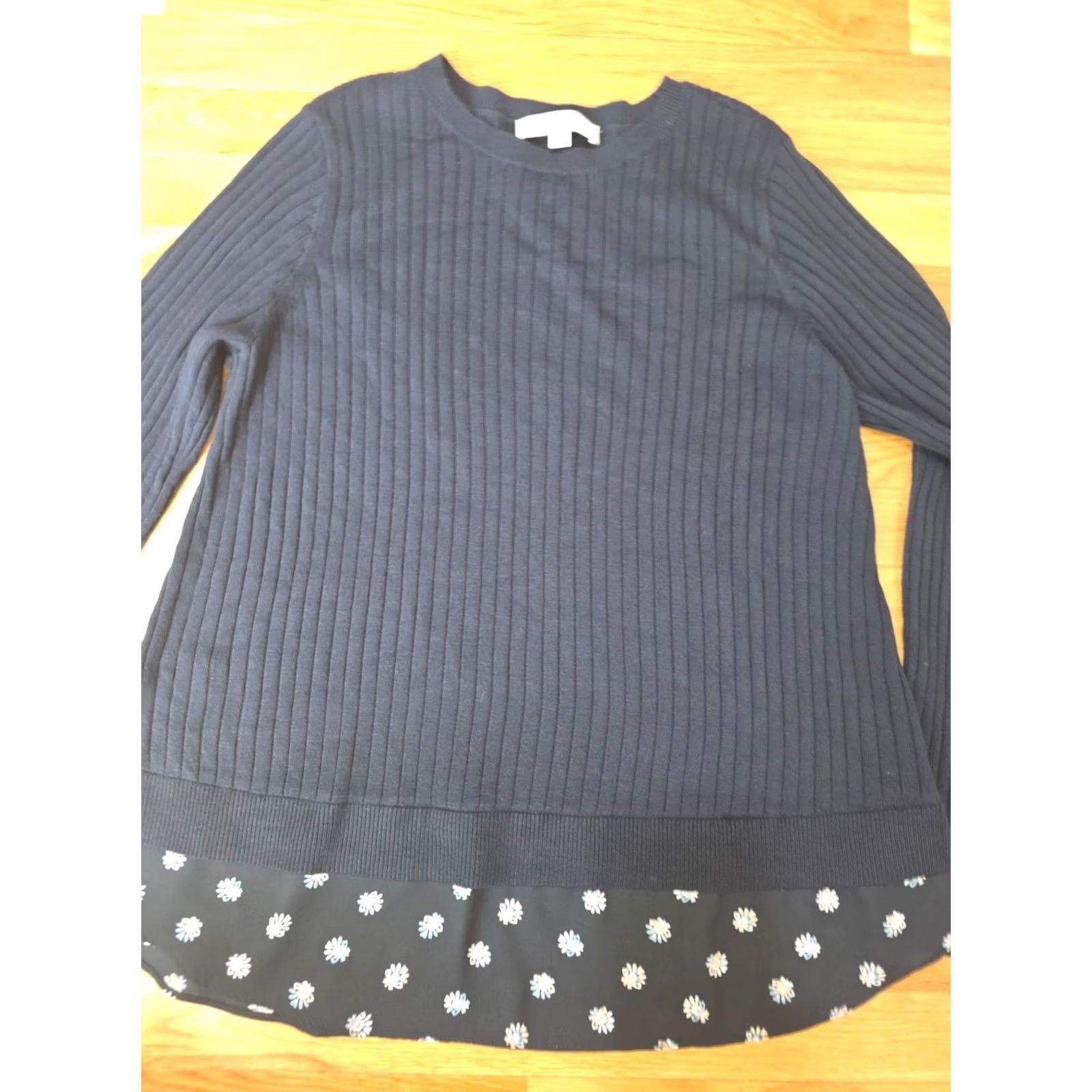 Loft LOFT Pullover Sweater Women XL Black Acrylic Floral Long Sleeve Crew Neck Knit Tight-Knit Vintage No Size XL / US 12-14 / IT 48-50 - 4 Thumbnail