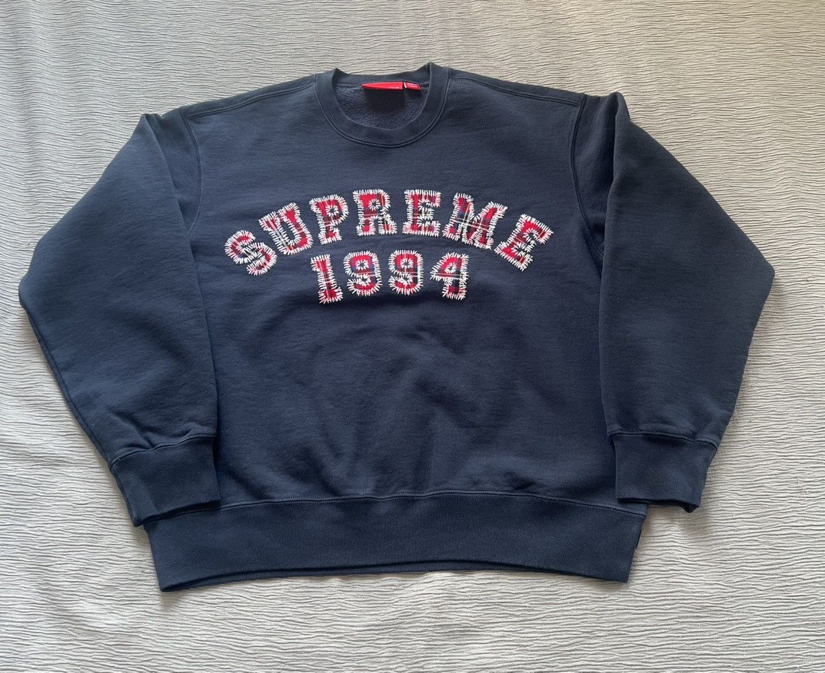 Supreme Supreme Plaid Arc Crewneck Navy Size Medium Size US M / EU 48-50 / 2 - 1 Thumbnail
