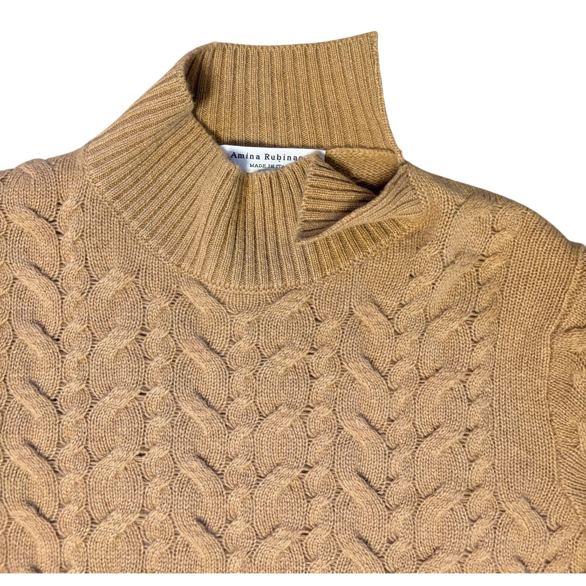 Amina Rubinacci $660 Amina Rubinacci L Cashmere Cable Knit High Neck Pullove Size L / US 10 / IT 46 - 5 Thumbnail