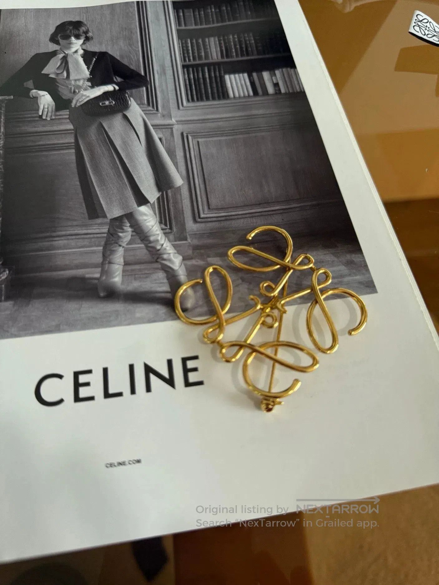Loewe Loewe Anagram Gold Brooch. Size ONE SIZE - 4 Thumbnail