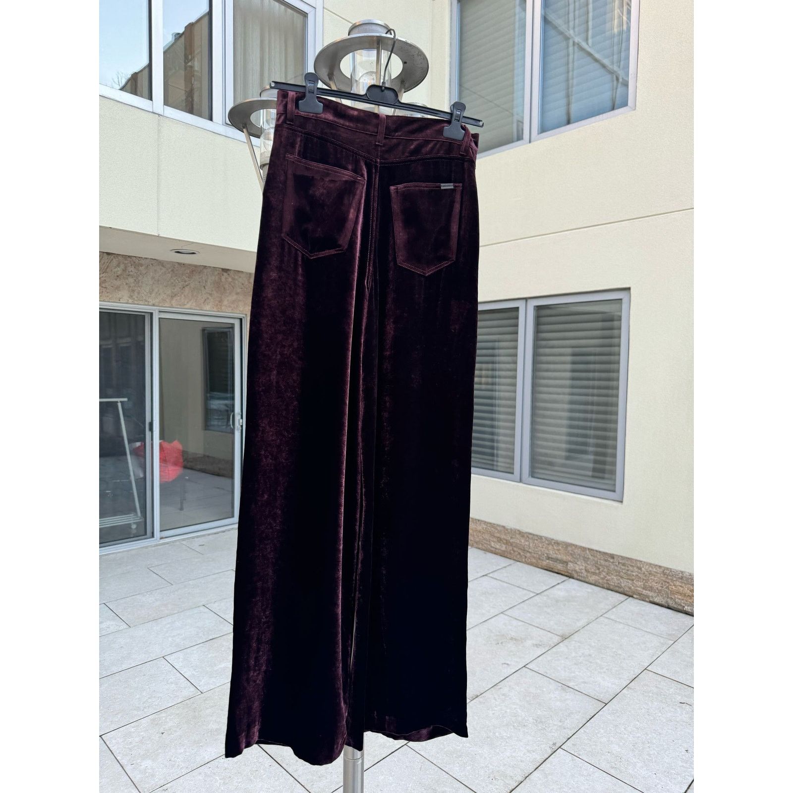 Saint Laurent Paris o1rshd1 Wide Leg Velvet / Velour Pants in Burgundy Size US 32 / EU 48 - 16 Thumbnail