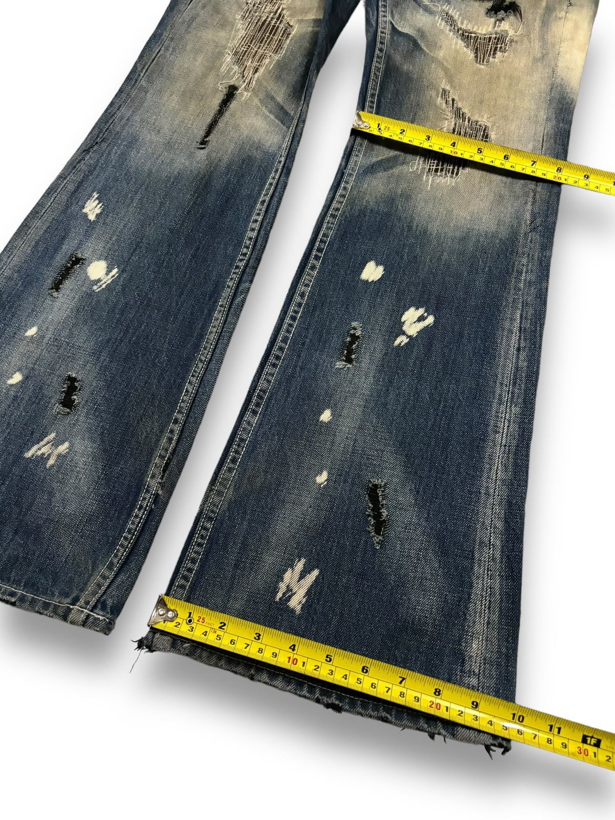 If Six Was Nine Vintage Army of NO! Patched Distressed Flare Grunge Jeans Size US 30 / EU 46 - 21 Thumbnail