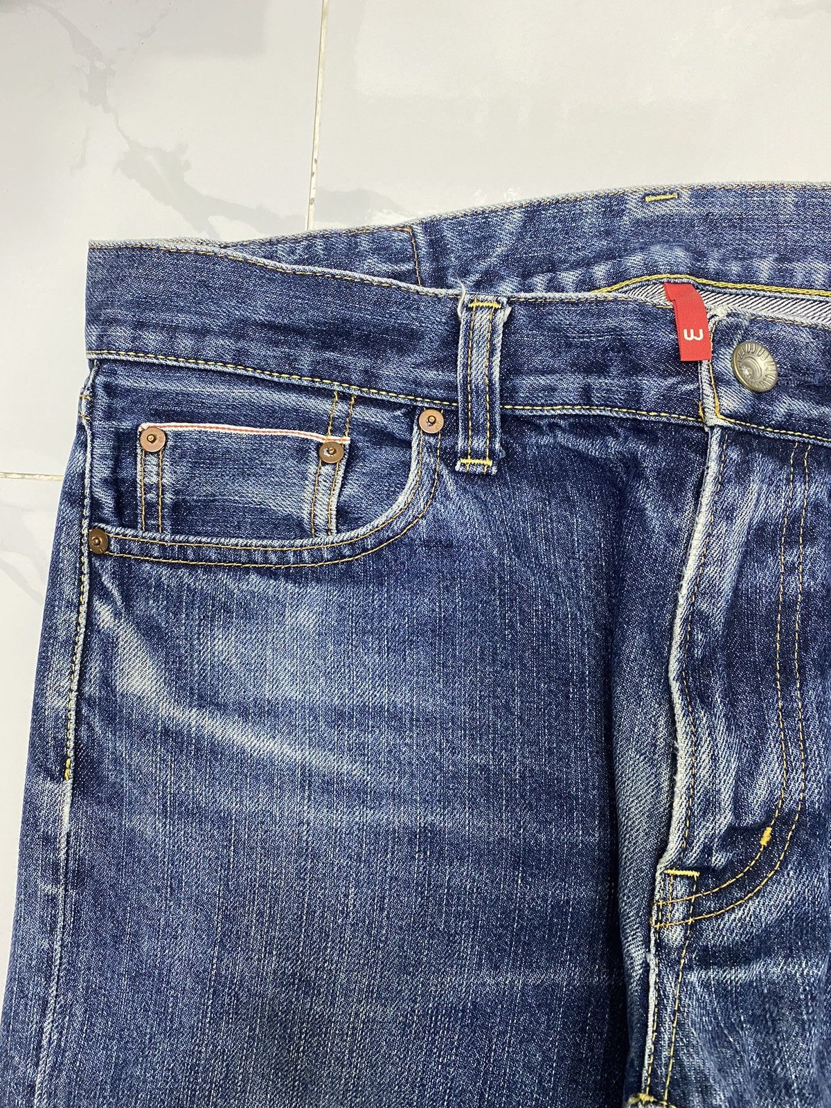 Uniqlo 🔥UNIQLO JAPAN BAGGY SELVEDGE REDLINE DISTRESSED DENIM JEANS Size US 34 / EU 50 - 8 Thumbnail