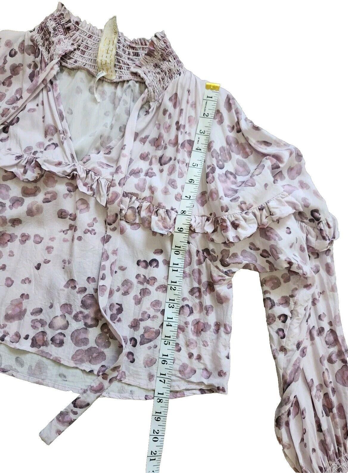 Designer Jens Pirate Booty Top Medium Purple Animal Print V Neck Size M / US 6-8 / IT 42-44 - 7 Thumbnail