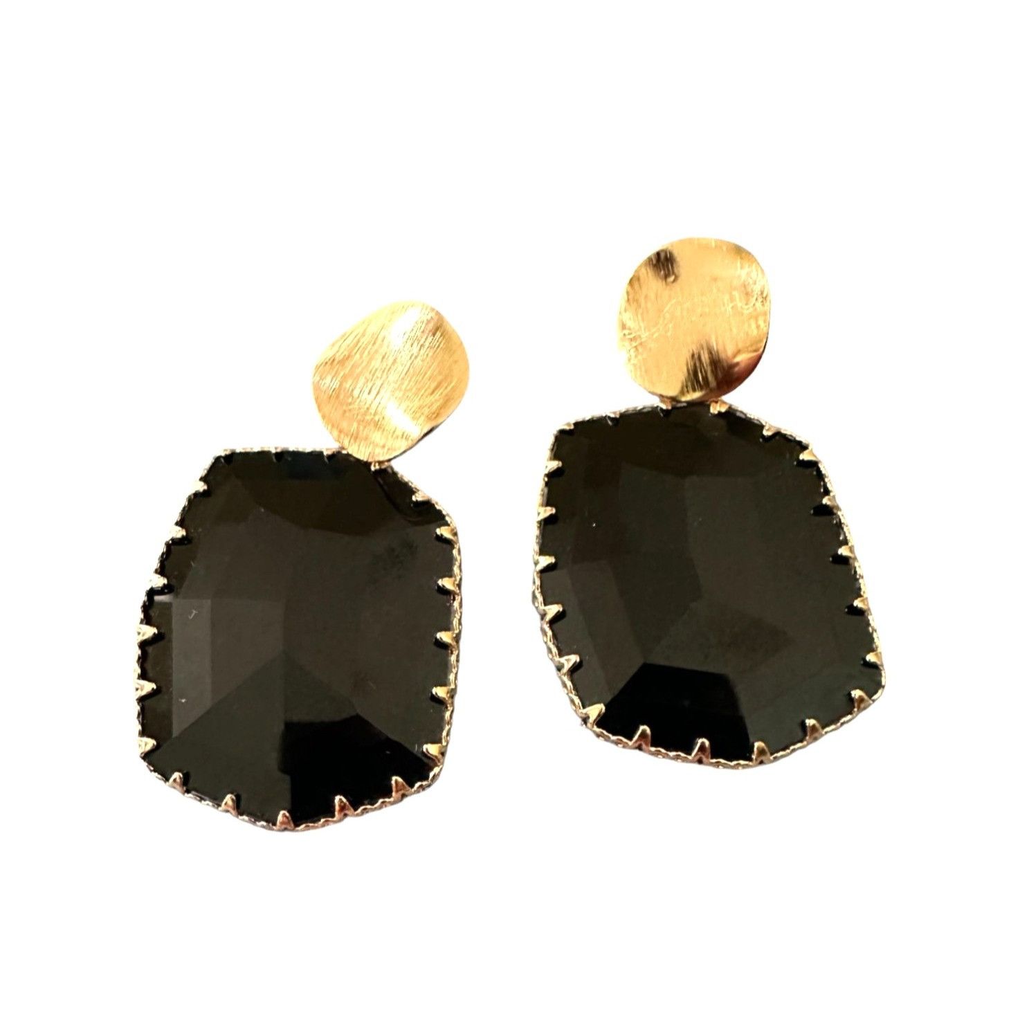 Handmade Black Glass Geometric Earrings New Formal Wedding Party Crui Size ONE SIZE - 2 Thumbnail