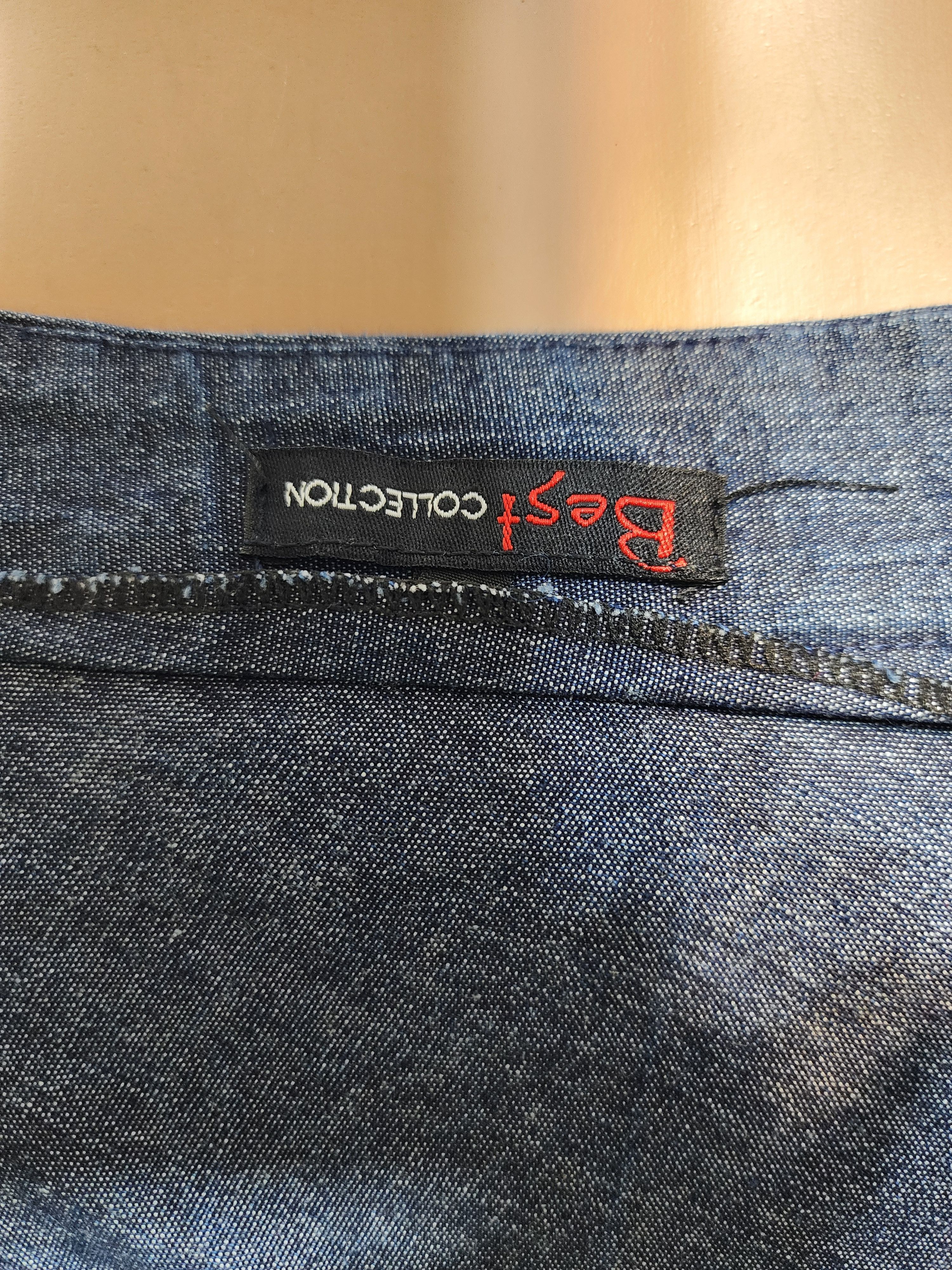 Other Blue Cotton Skirt: Flared Skirt with Embroidery and Beads. Size 30" / US 8 / IT 44 - 9 Thumbnail