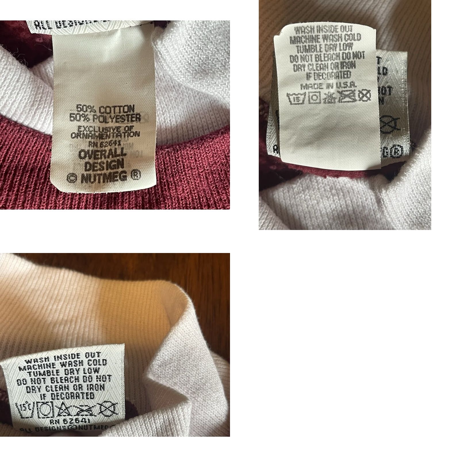 Nutmeg VINTAGE Nutmeg Mills Pullover Sweatshirt Red White Collar Crewneck Men L USA Made 90s Golf All Seasons Size US L / EU 52-54 / 3 - 8 Thumbnail