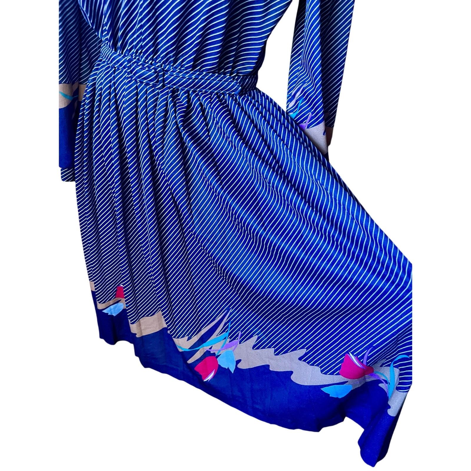 Vintage Vintage 70’s ILGWU Blue Striped Secretary Dress Med Large Size M / US 6-8 / IT 42-44 - 9 Thumbnail