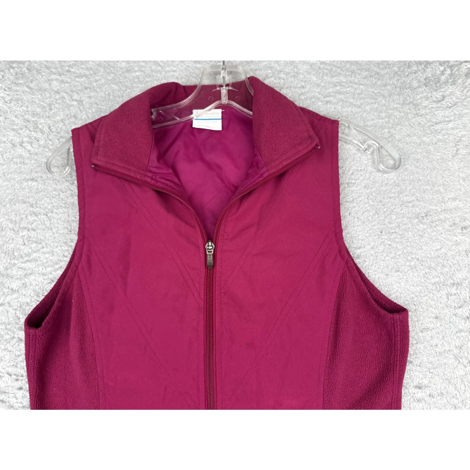 Layer 8 Columbia Vest XS Pink Full Zip Fleece Softshell Outdoor Hiking Layer Womens Size XS / US 0-2 / IT 36-38 - 4 Thumbnail