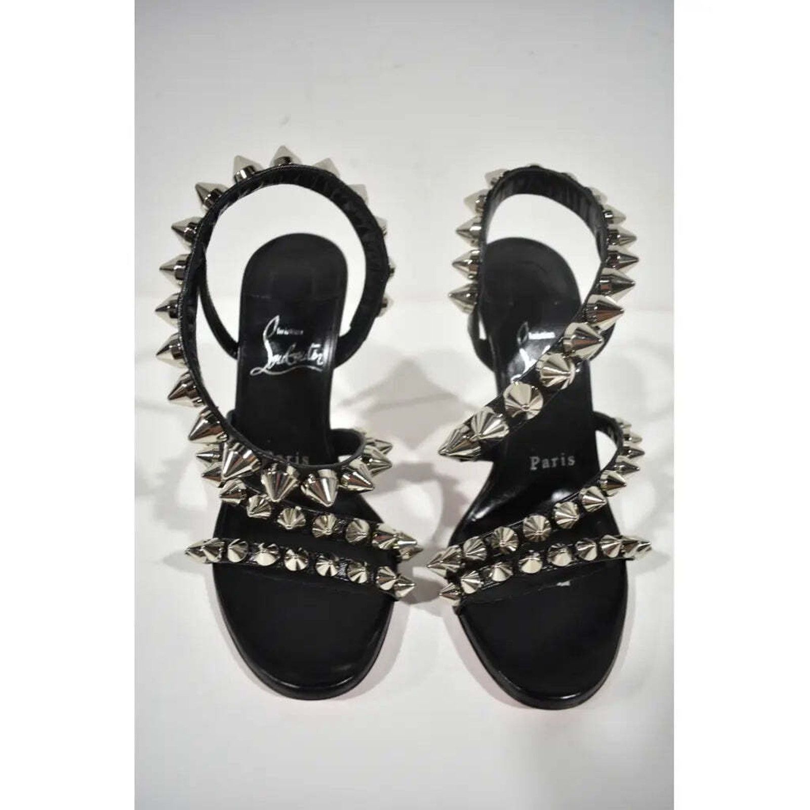 Christian Louboutin Spikita Strap 100 Black Spike Strappy Sandal Heel Pump 35 Size US 5 / IT 35 - 7 Thumbnail