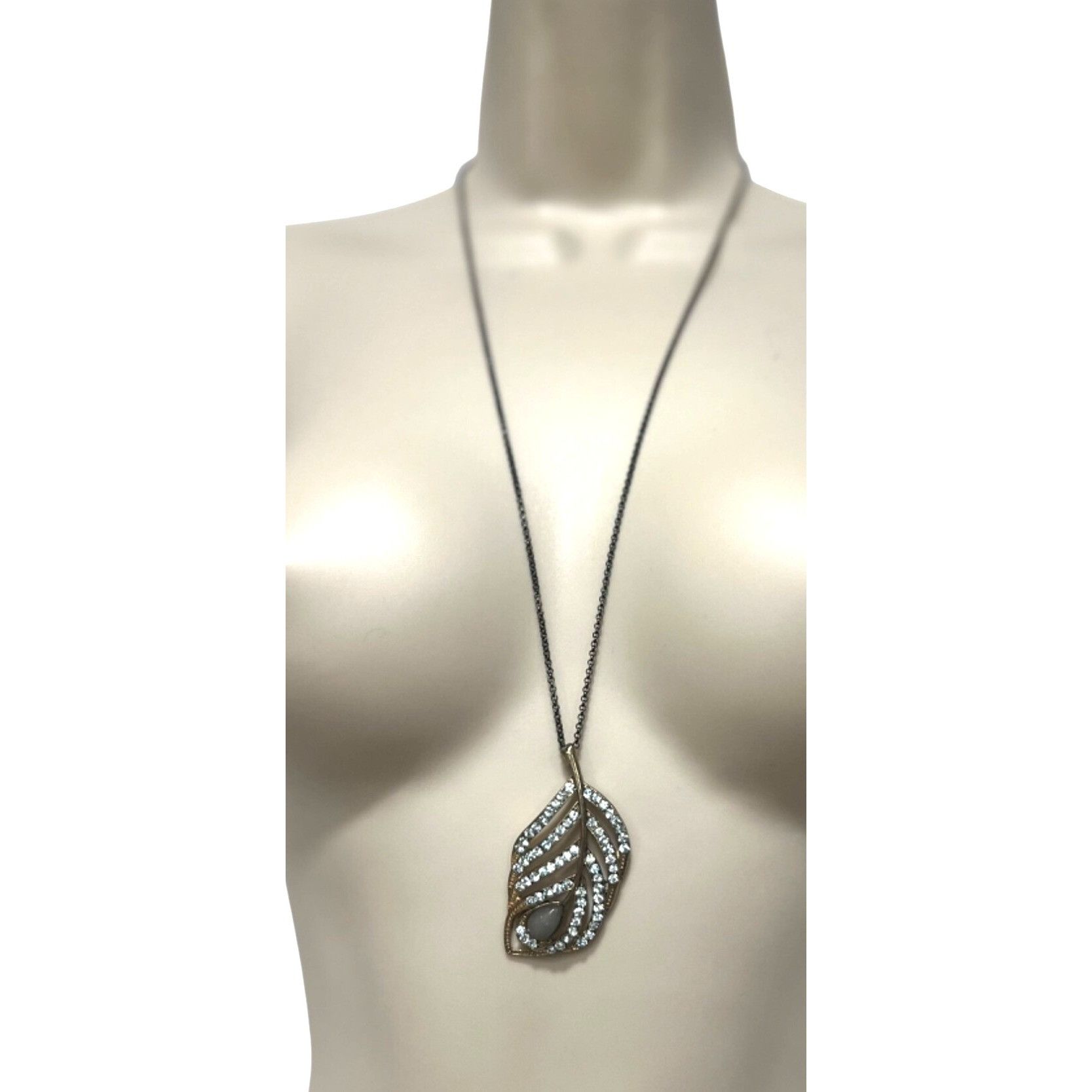 Other Crystal Leaf Gold-tone Pendant Necklace, 14" drop Size ONE SIZE - 2 Thumbnail