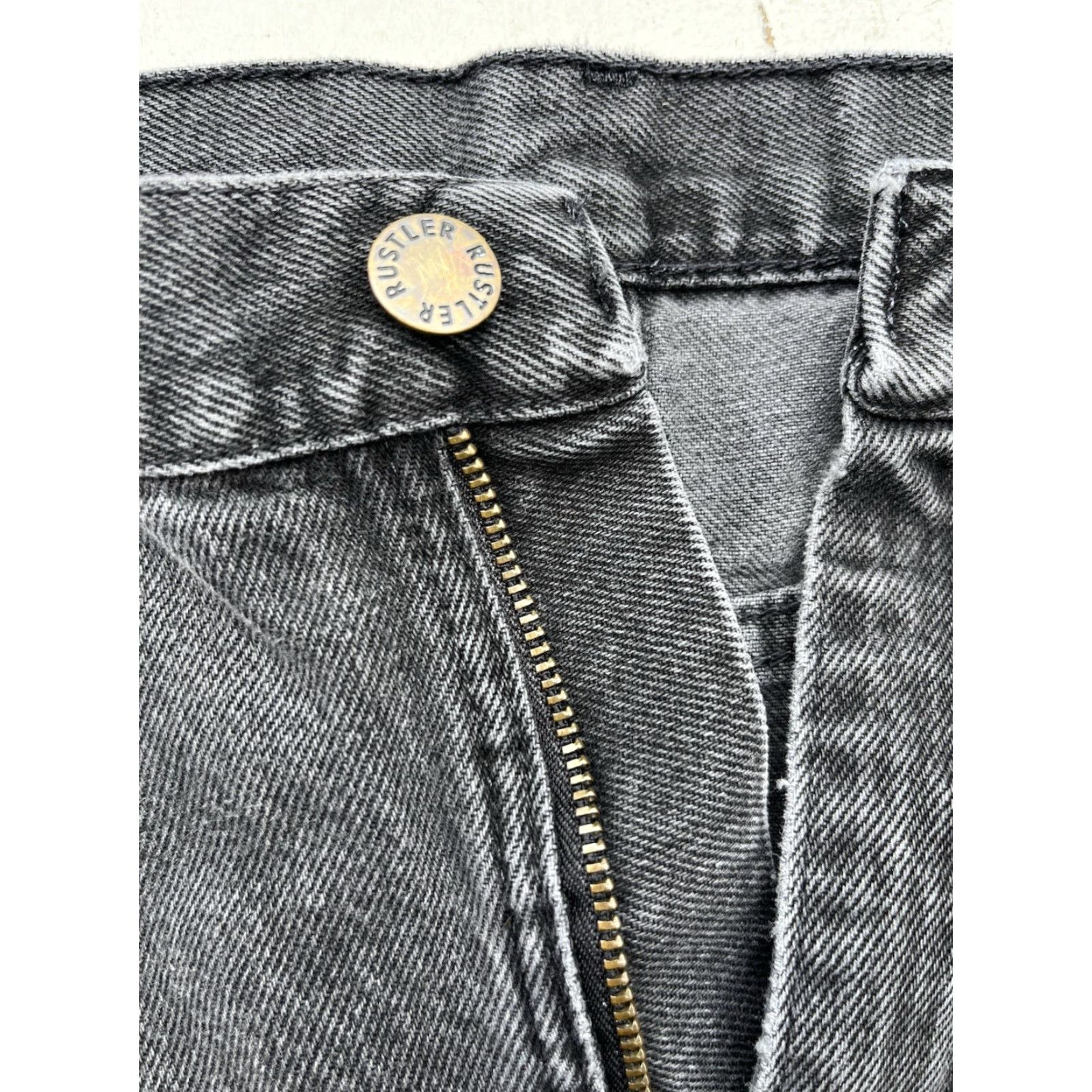 Vintage Rustler Jeans Black Slim 34x34 Denim 5-Pocket Cowboy Western Work Distressed HOLES Men Slim Straight Vintage No Size US 34 / EU 50 - 2 Thumbnail