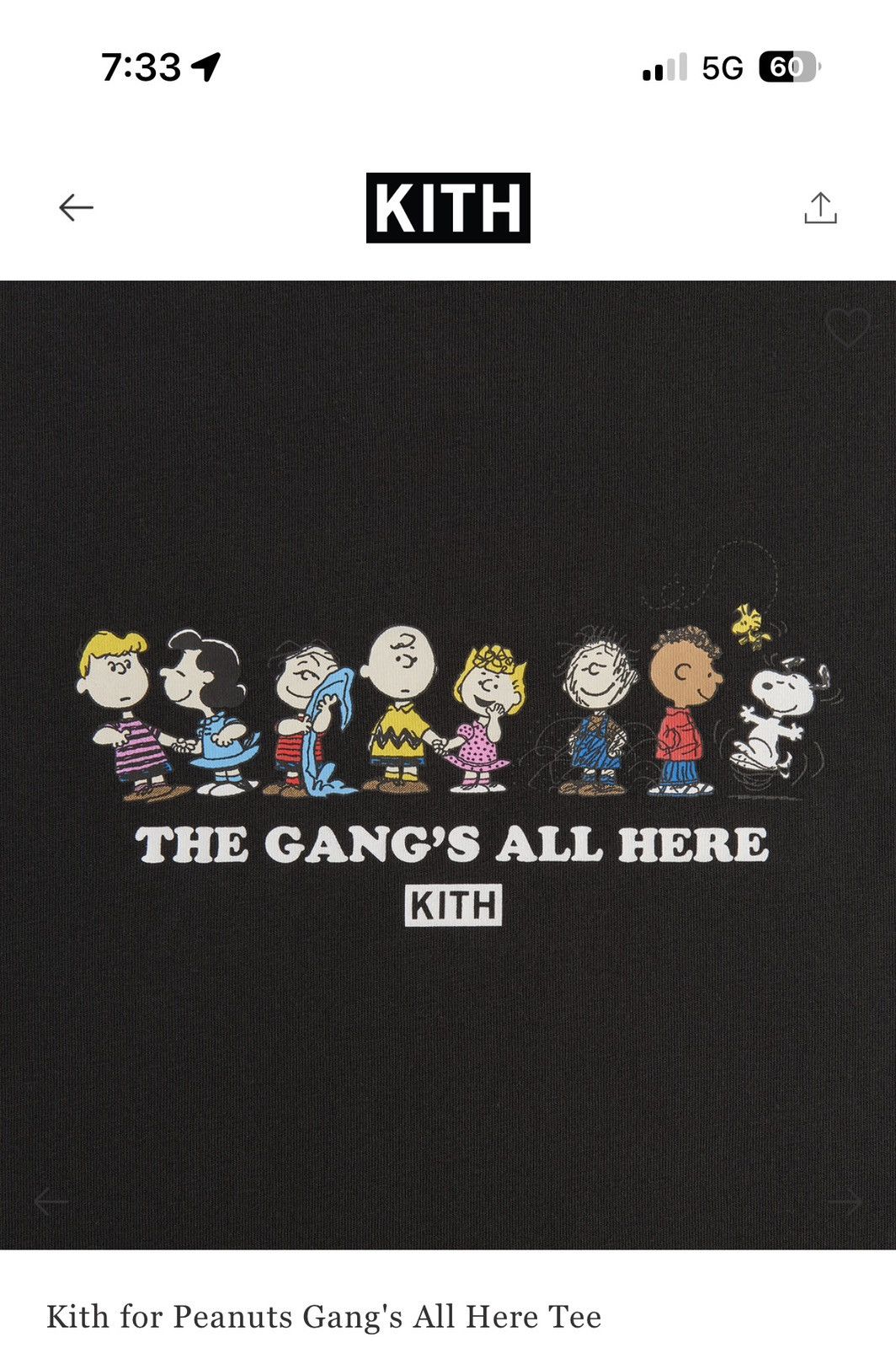 Here KITH x Gang's PEANUTS ☆ ☆ コラボTシャツ All tee