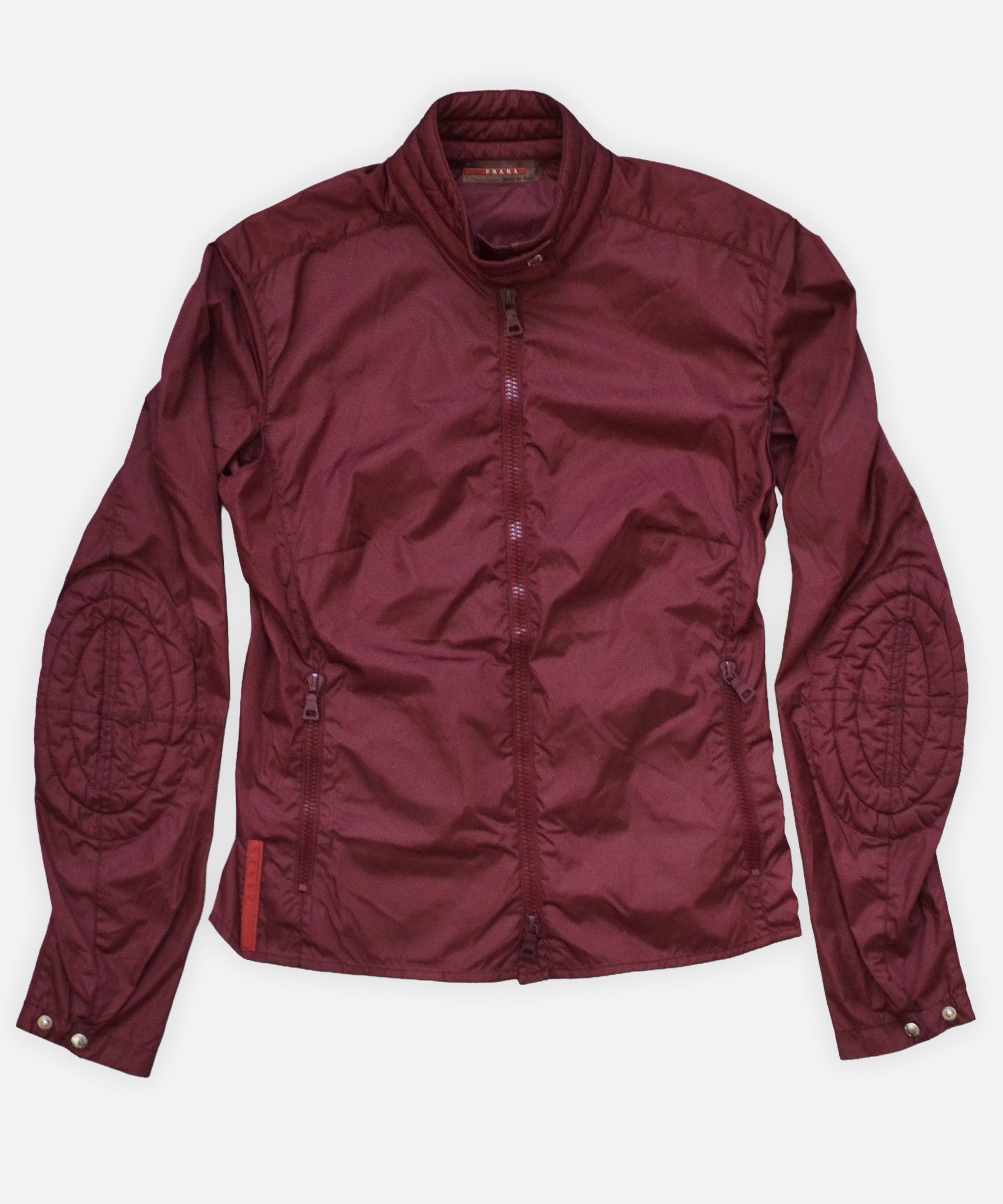 Prada 🔴 PRADA Jacket Zip Bomber Burgundy Nylon Red Tab Logo 2000 Size US XS / EU 42 / 0 - 3 Thumbnail