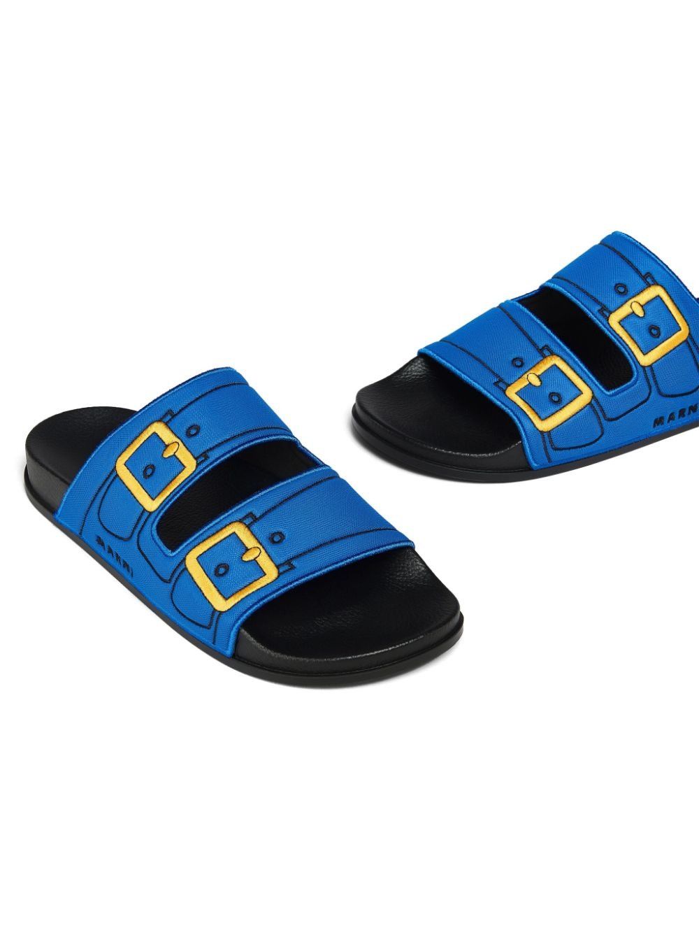oc11z0525 Embroidered Slip On Slides in Blue