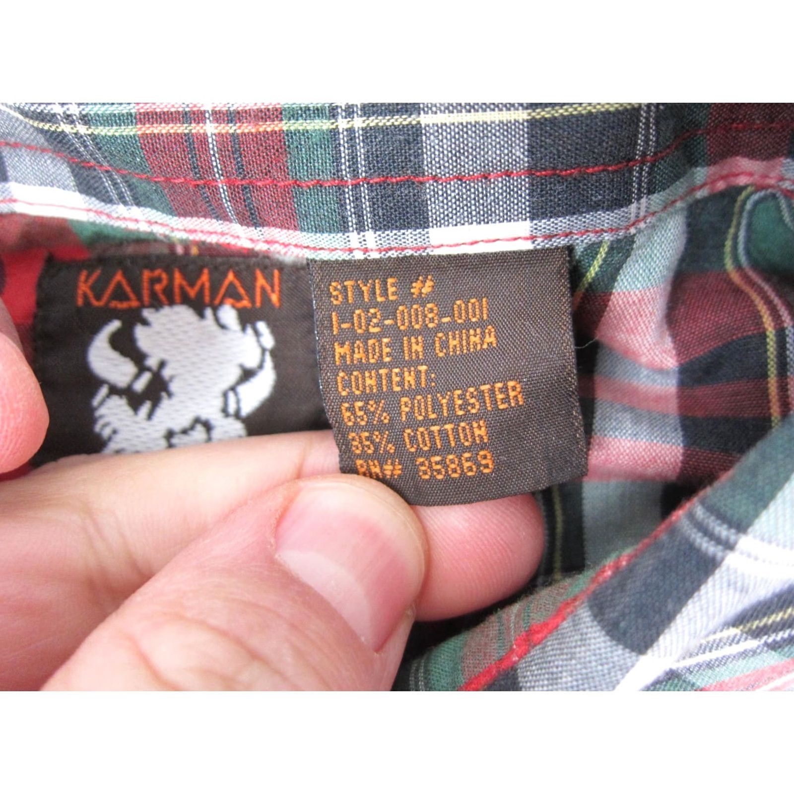 Armani VINTAGE Karman Shirt Mens XL Red Plaid Snap Western Rodeo Cowboy 80s 90s Classic Size US XL / EU 56 / 4 - 5 Thumbnail